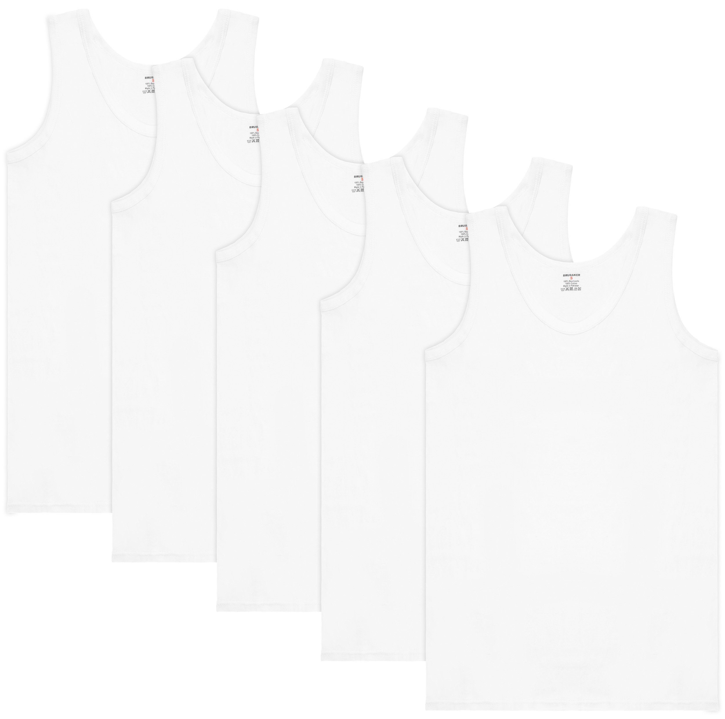 BRUBAKER Tanktop Classic Herren Unterhemd Tank Top (5er-Pack) Schlichtes Basic Achselshirt aus hochwertiger Baumwolle, Extra Lang
