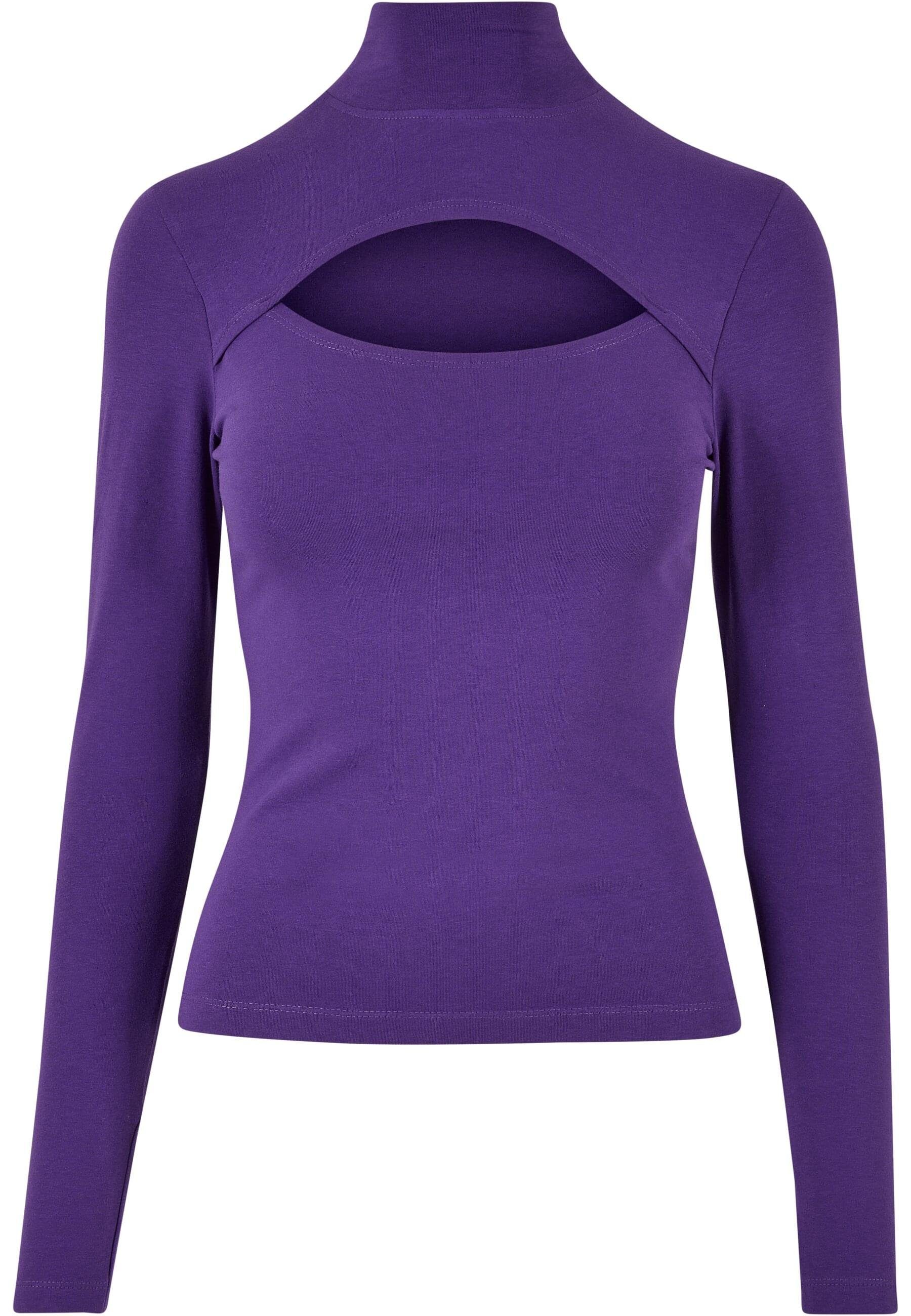 Longsleeve CLASSICS Damen realviolet (1-tlg) Ladies URBAN Cut-Out Langarmshirt Turtleneck