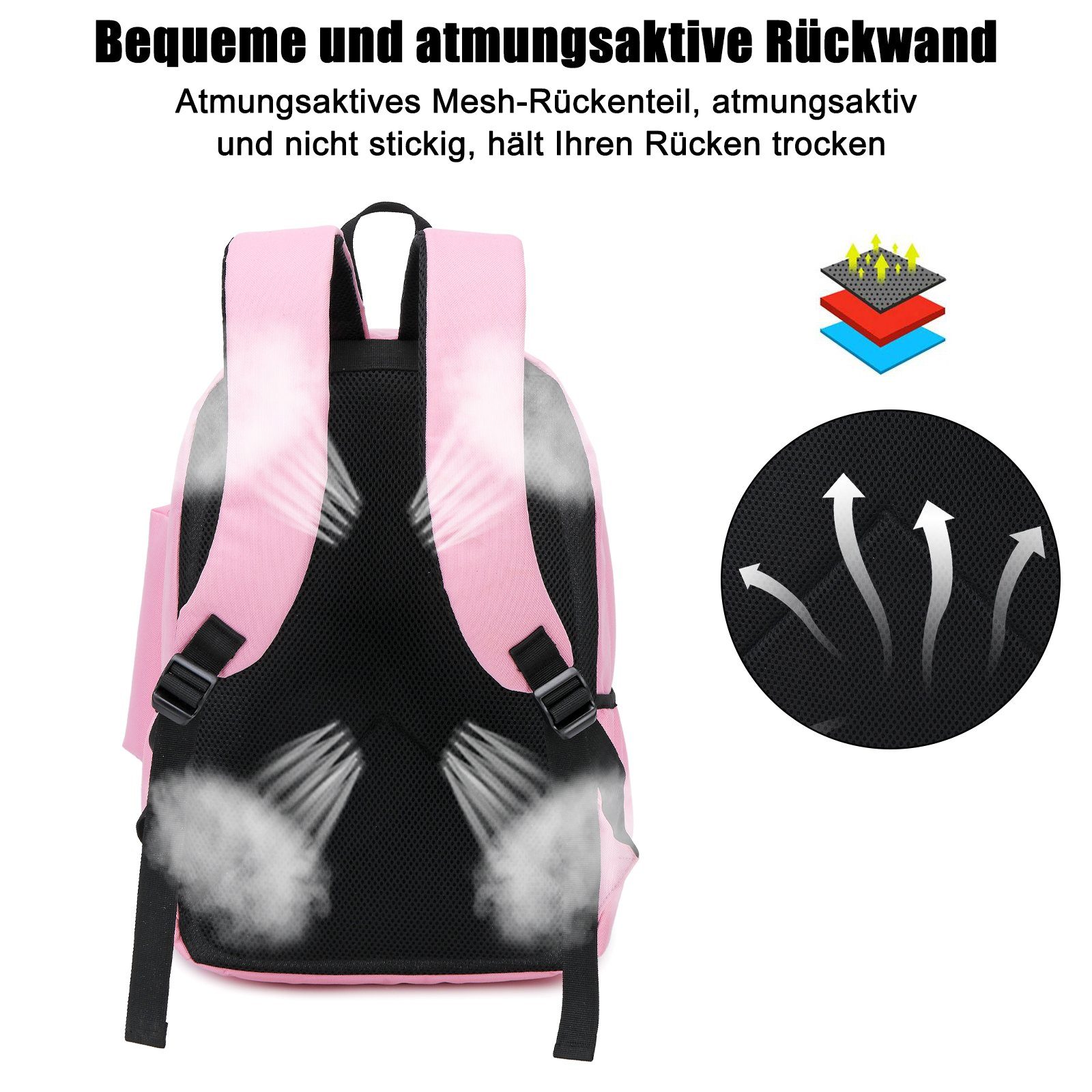 Kinderrucksack Federmäppchen, Kinderrucksäcke Rucksack mit Jungen, Klein, TAN.TOMI Rosa für Grundschüler, Kinderrucksäck Grundschultasche leicht Mädchen