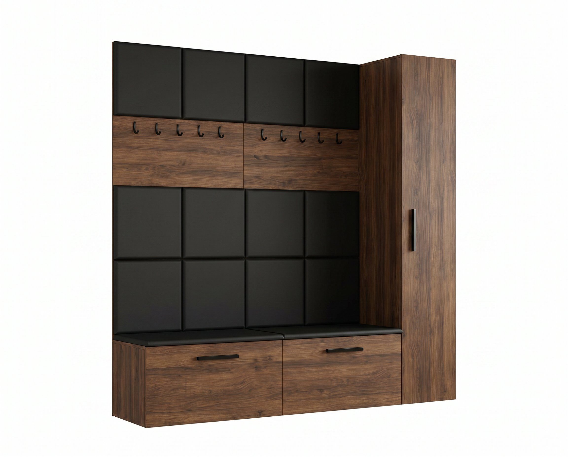 Masseno Garderobenschrank MODULO 210,2 x 204 cm Flurmöbel mit 3 Türen Dunkelbraun