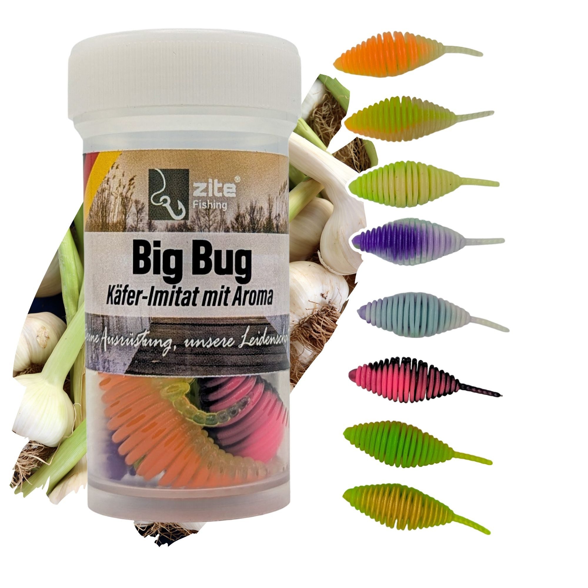 Kunstköder Gummiköder Forelle Big Bug 50mm Käferimitat mit Aroma 8STK Köder