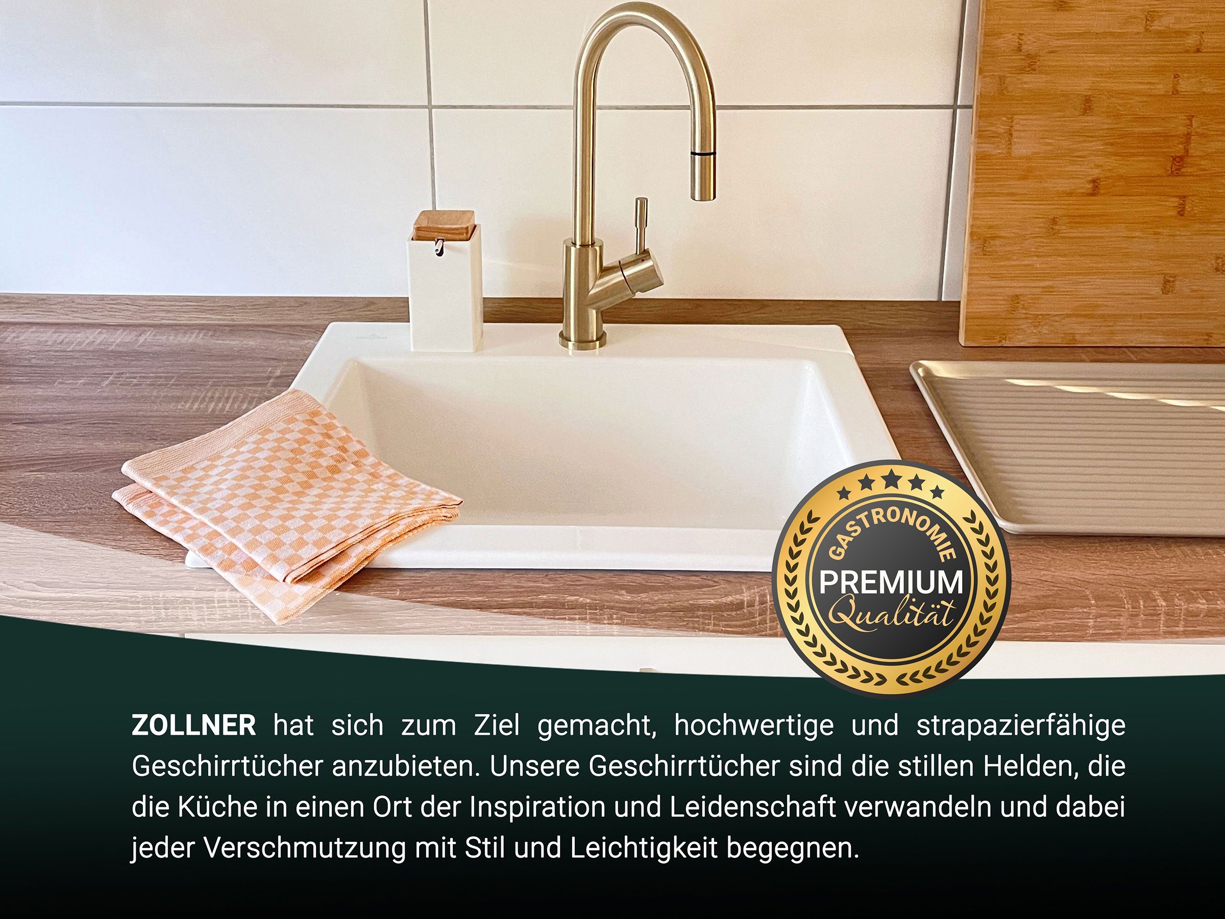 Hotelwäschespezialisten, x vom 46 ZOLLNER gold cm, Geschirrtuch, Baumwolle, (Spar-Set, vom 100% 70 10-tlg), Hotelwäschespezialisten