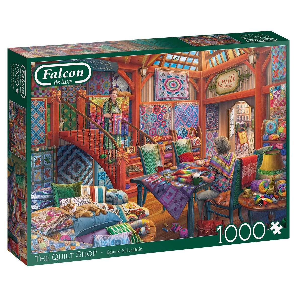 Jumbo Spiele Puzzle Falcon Eduard Shlyakhtin The Quilt Shop 1000 Teile Puzzle, 1000 Puzzleteile, Made in Europe