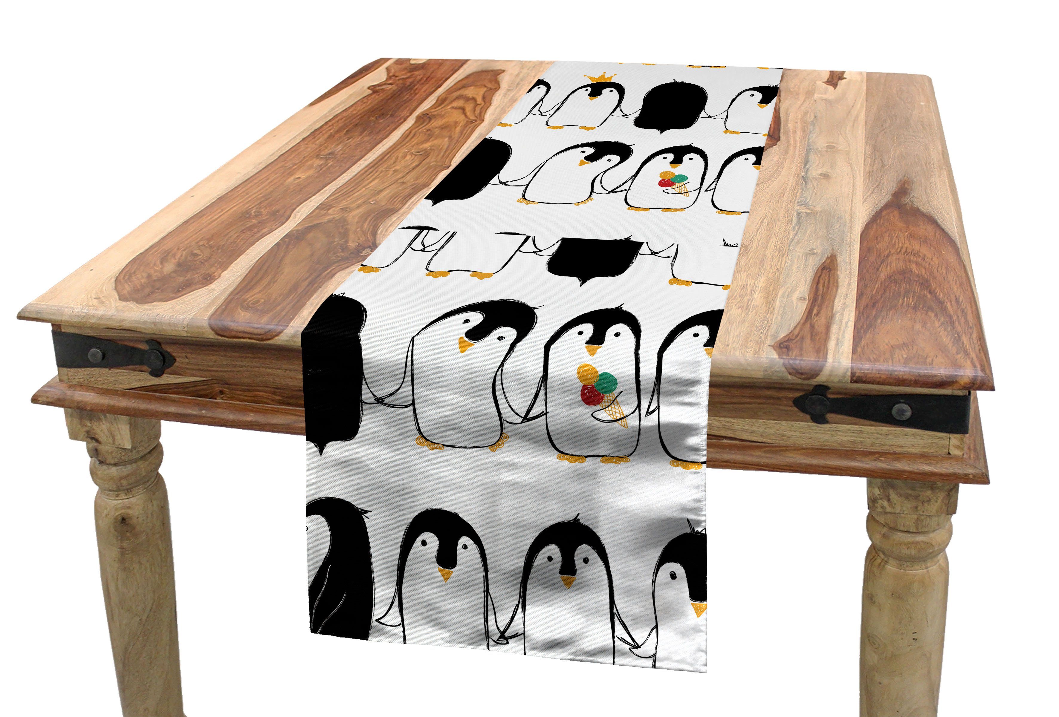 Abakuhaus Tischläufer Esszimmer Küche Rechteckiger Dekorativer Tischläufer, Penguins Nursery Tierische Liebe