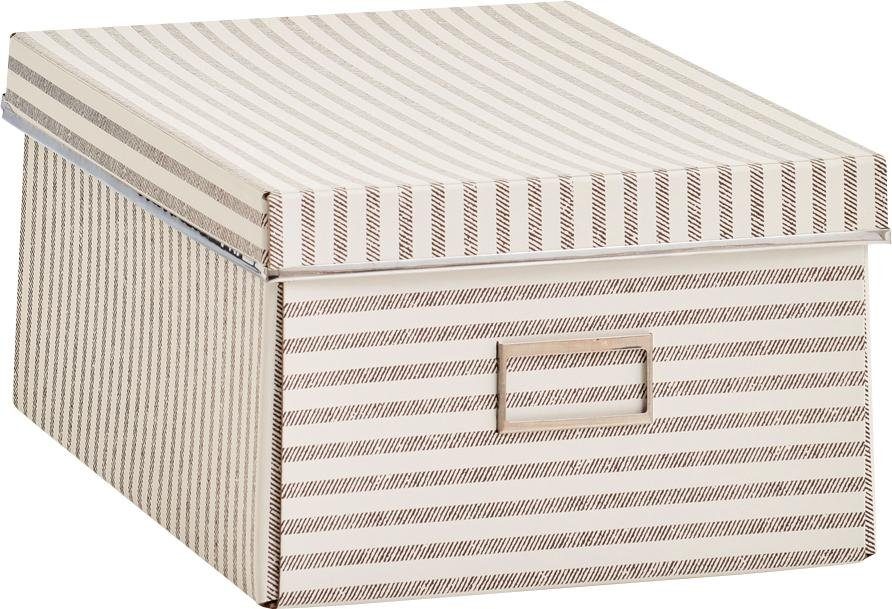 Zeller Present Aufbewahrungsbox Stripes, Pappe, beige