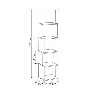 Decortie Bücherregal Piri, Modernes Bücherregal Display Unit, 35 x 30 x 161 cm