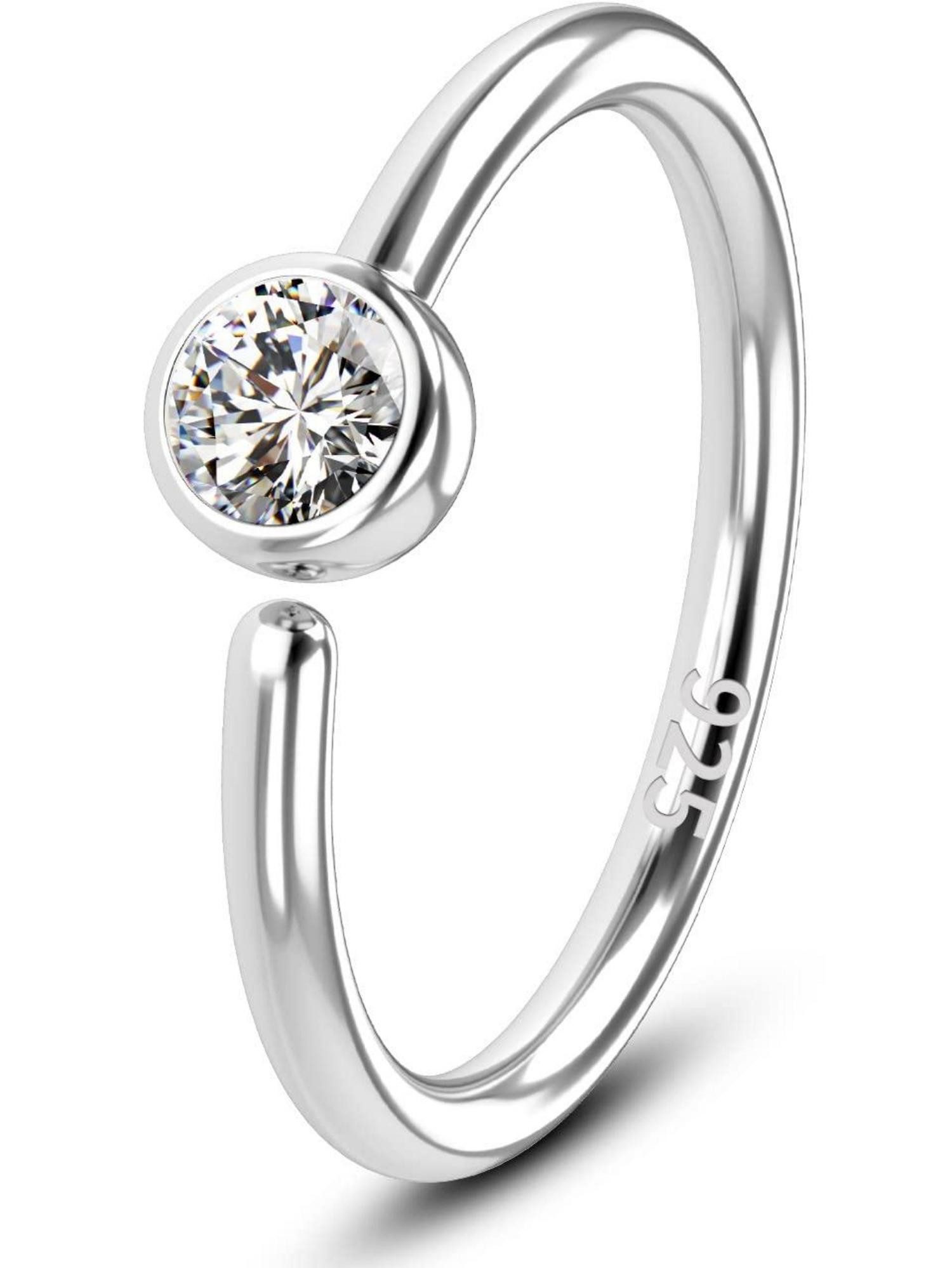 OUFER Nasenpiercing 20G Nasenpiercing Silber 925 CZ Nose Ring Hoop Nasenring Piercing
