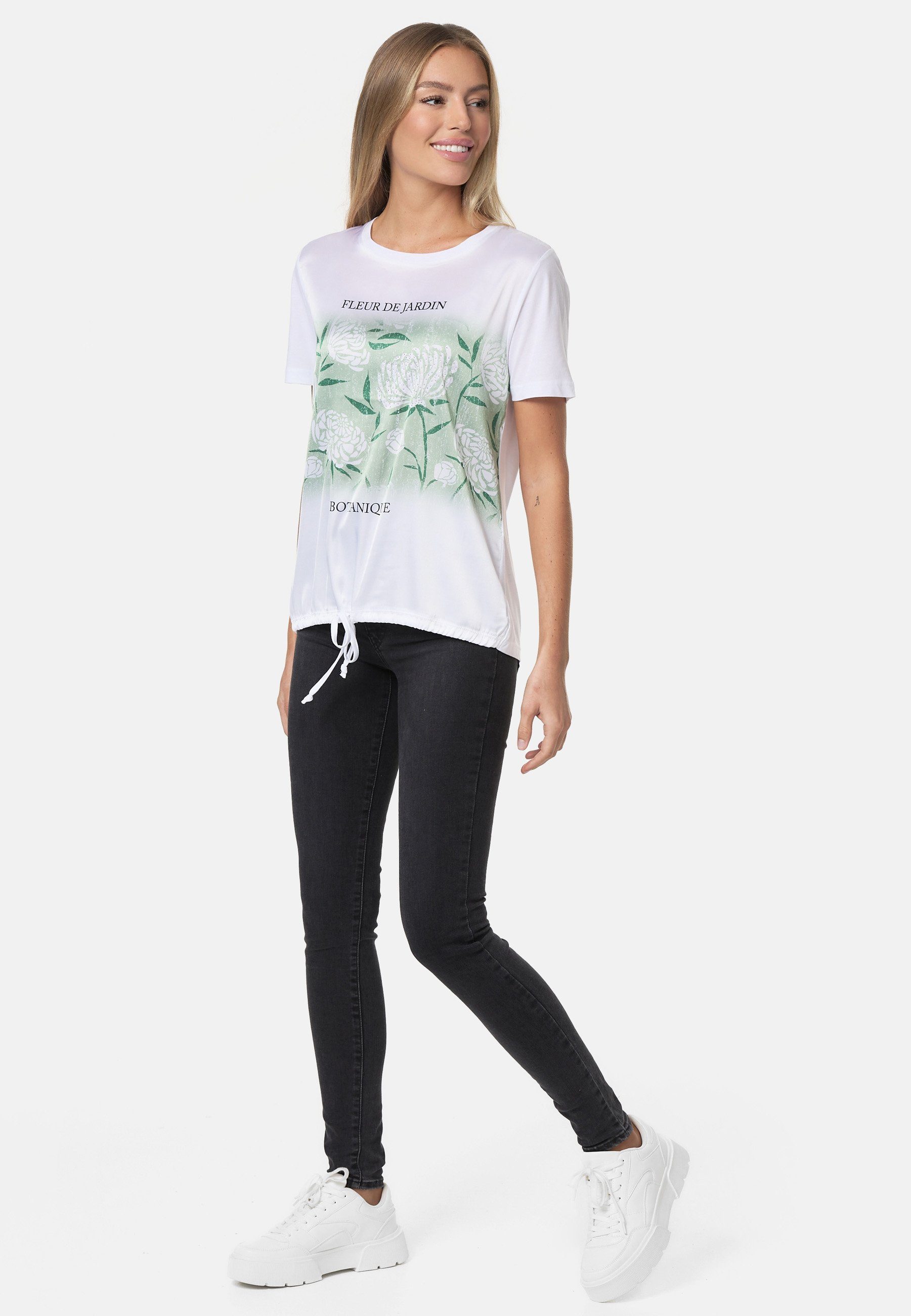 T-Shirt Frontprint mit Decay schönem weiß-grün
