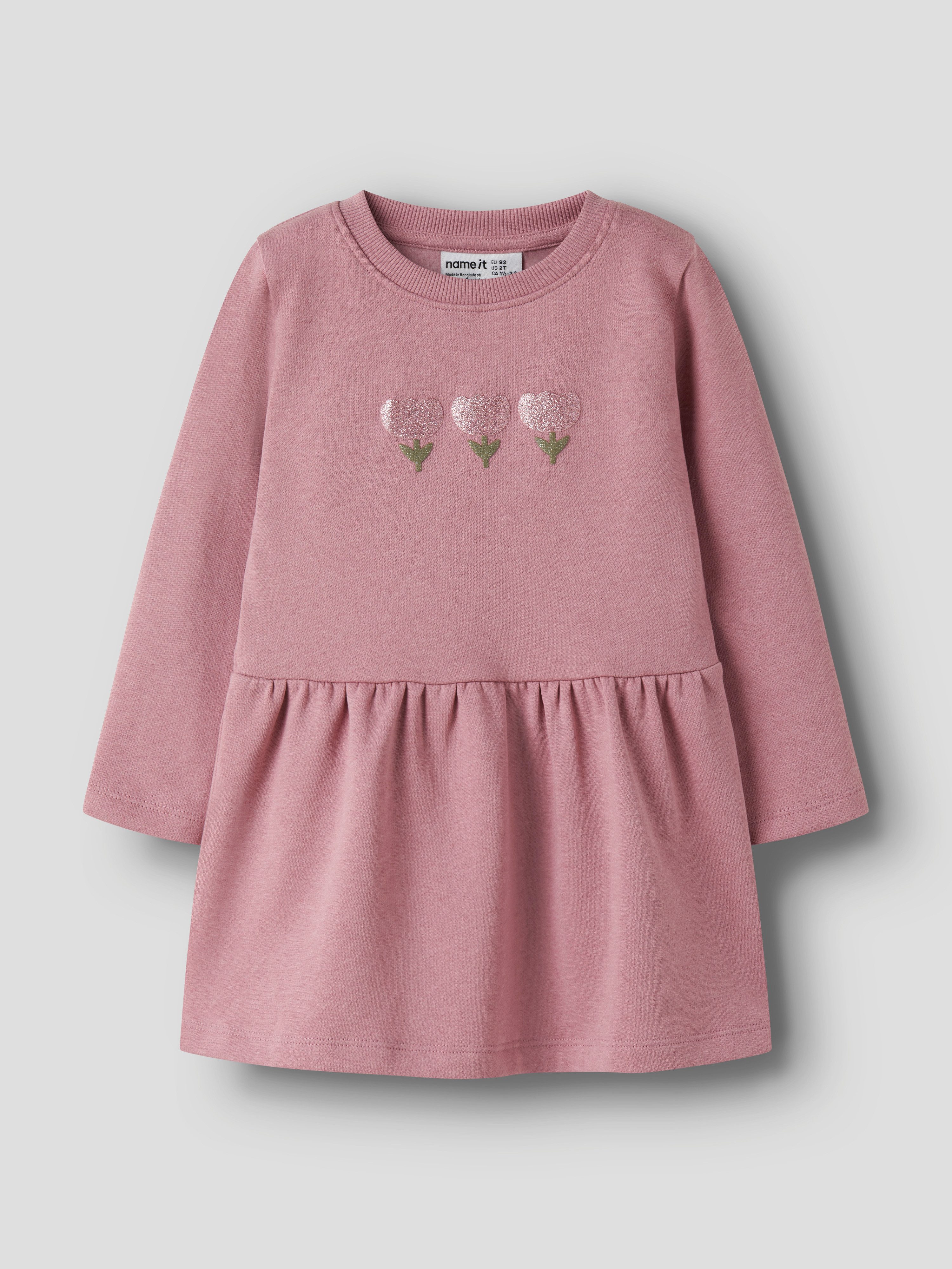 Name It Minikleid NMFNIBO LS SWEAT DRESS BRU Baumwollmischung, regular fit