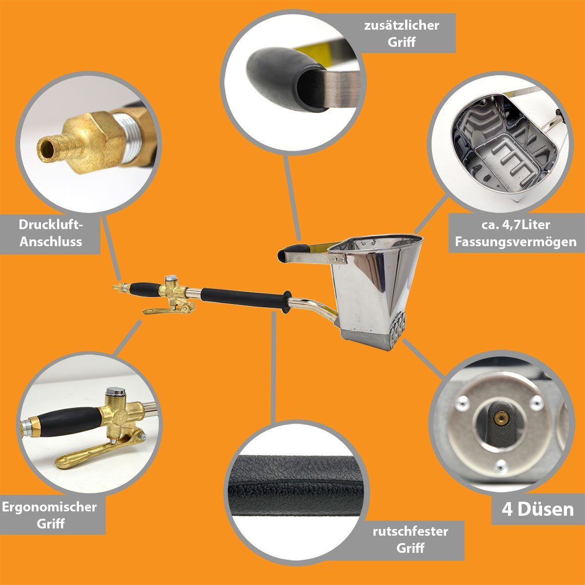 eyepower Putzkelle Druckluft Putzwerfer für Wände Kompressor Wand Mörtel Pu günstig online kaufen