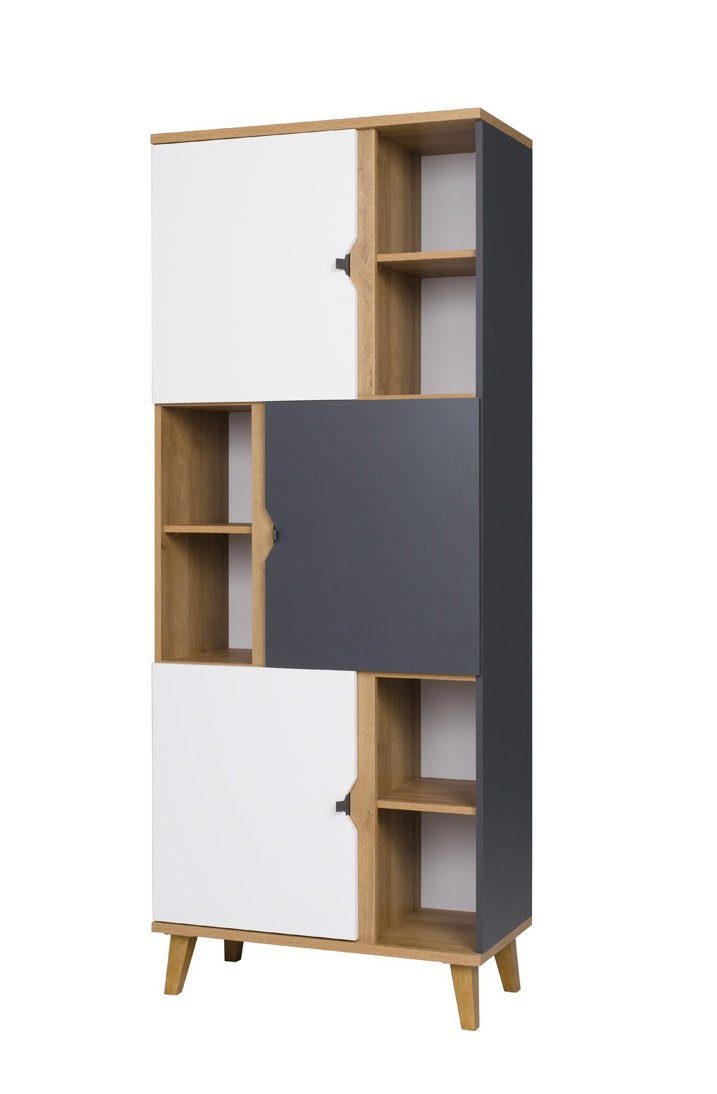 Stylefy Graphit Modern Bücherregal, variabel Wotan mit viel stellbar 12 Design, Stanfschrank, Antares, Standregal - Stauraum, Fächern, Eiche