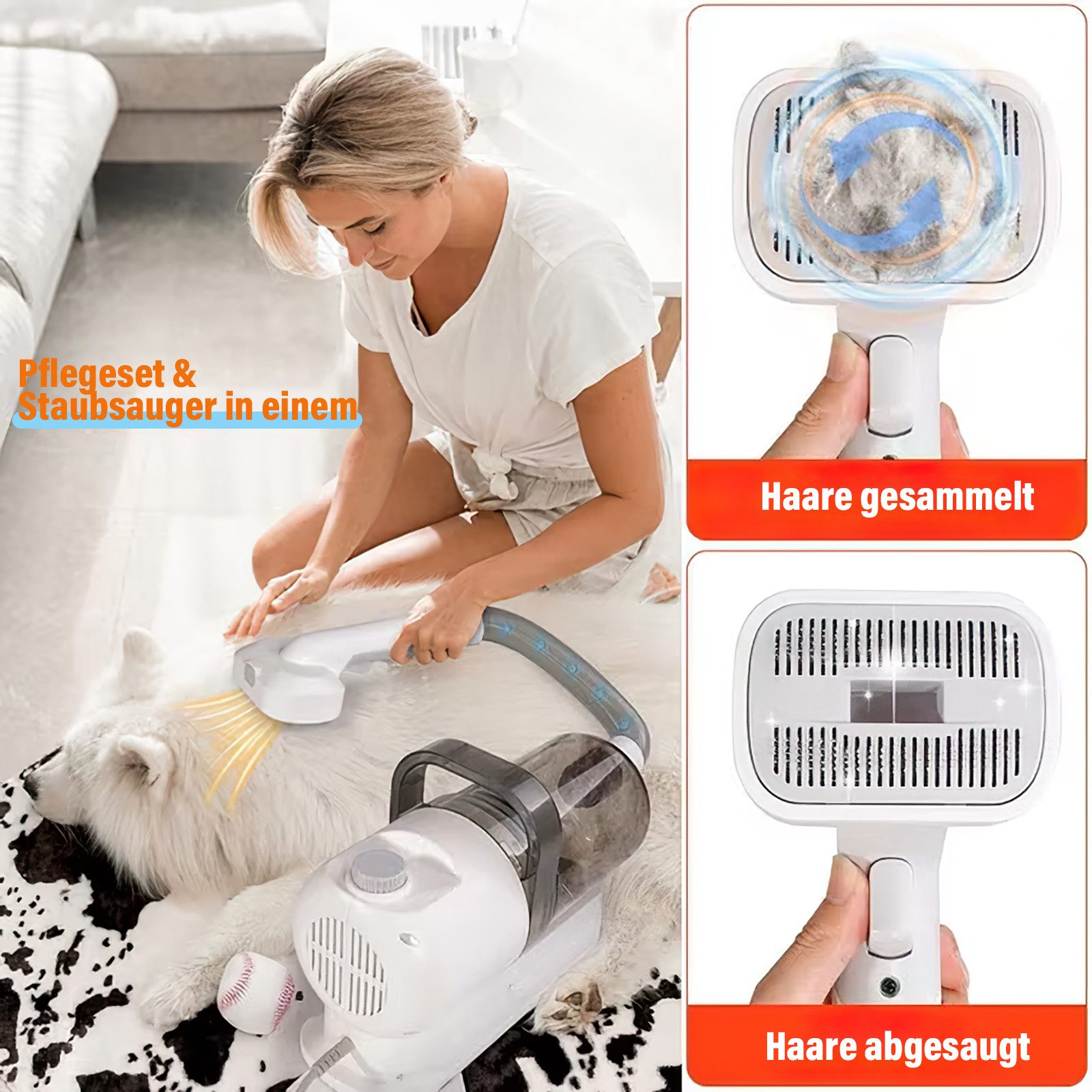 Kityhome Handstaubsauger Staubsauger für Haustiere mit 6-in-1-Funktion und 2,5-Liter-Volumen, GroBer 2,5-Liter-Staubbehalter, Geräuscharmer Betrieb