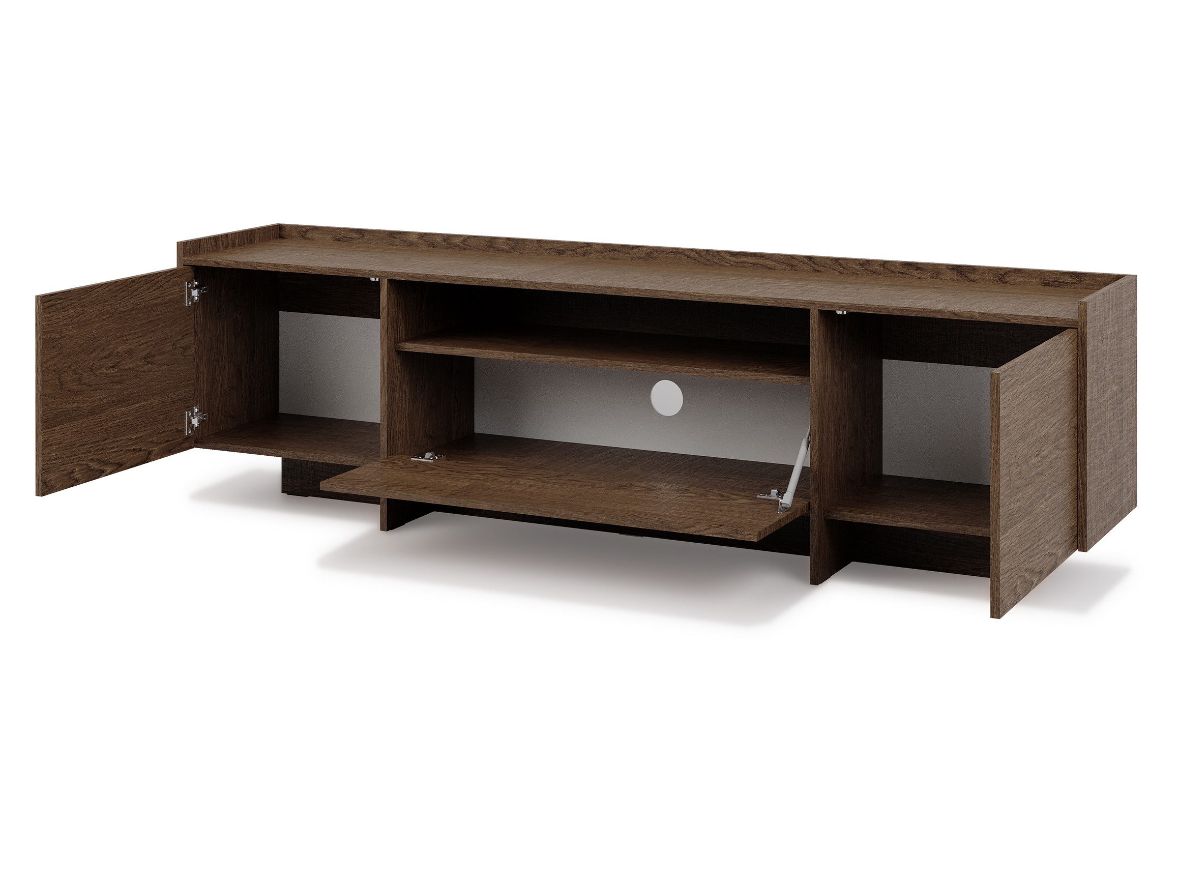 Beautysofa TV-Schrank JUNI mit 3 Türen und offener Ablage (Push-to-Open-Funktion, im Japandi-Stil)