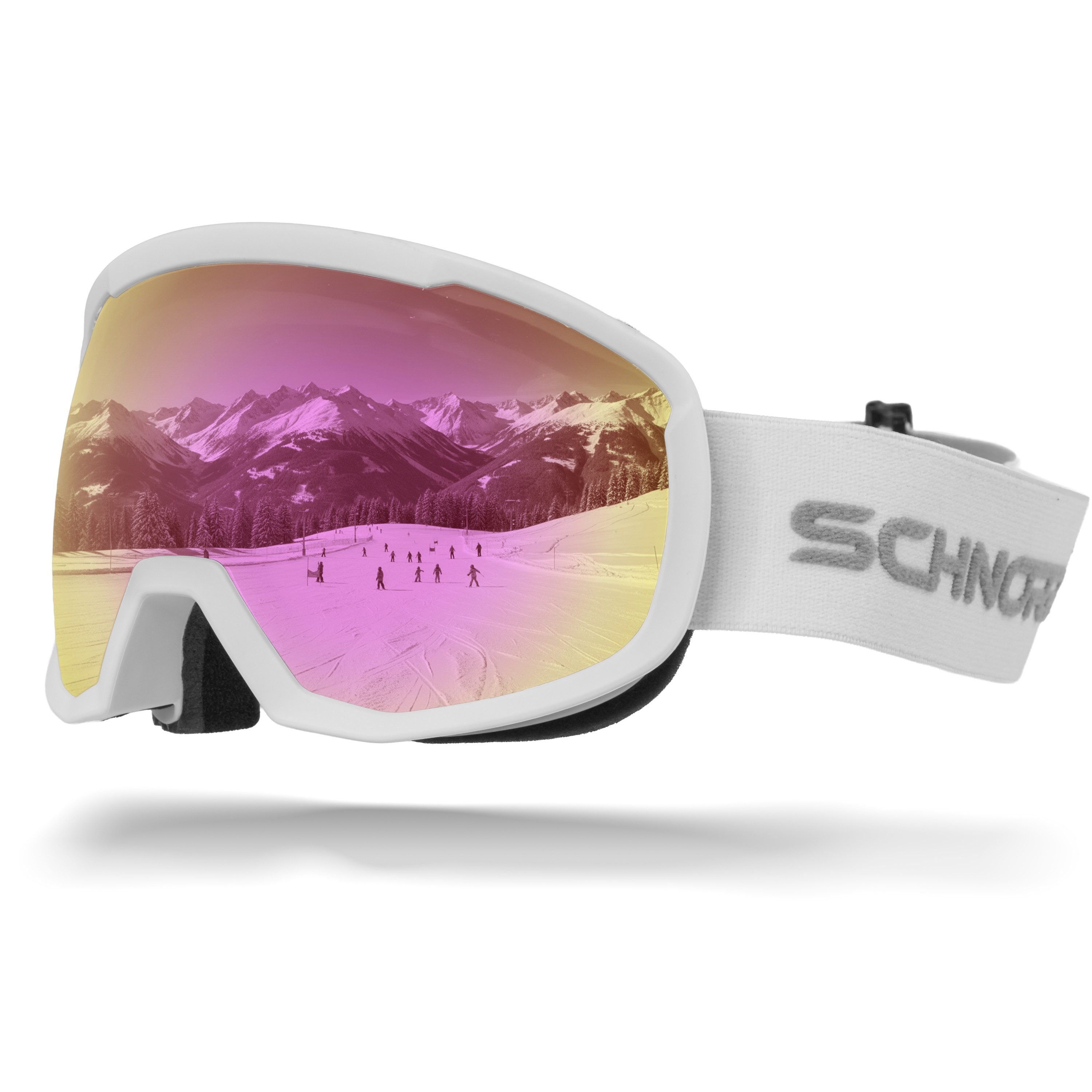 SCHNORR Sportbrille Kinder Skibrille Kidsi Go Pink S2, Full REVO verspiegelt, Anti-Fog, U, (1-St), Verspiegelte Full REVO-Beschichtung Pink (S3)