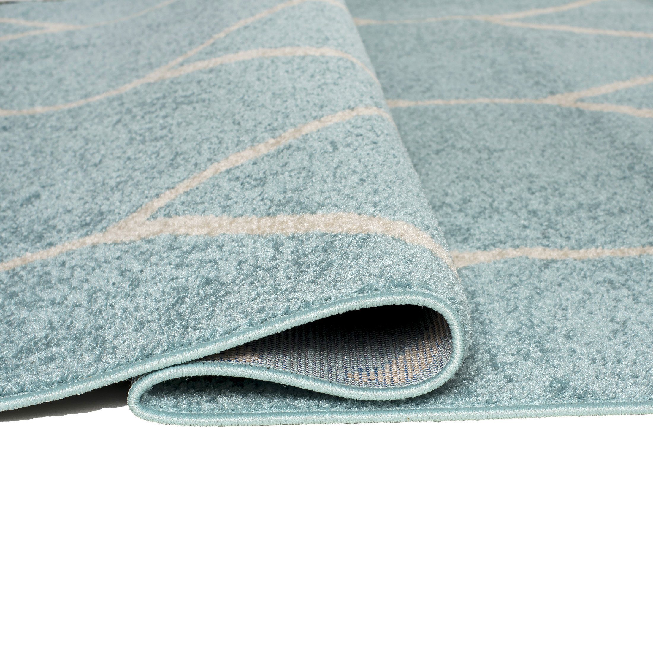 Modern x Teppich 7 Geeignet Kurzflor, Türkis cm, farbe 150 Fußbodenheizung, Blau Mazovia, Geometrisch Höhe Muster Kurzflor für Designteppich 80 mm, -