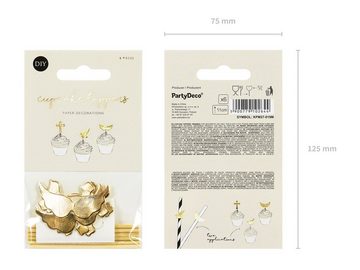 partydeco Papierdekoration, Cake Topper Erstkommunion 11cm gold 6er Set