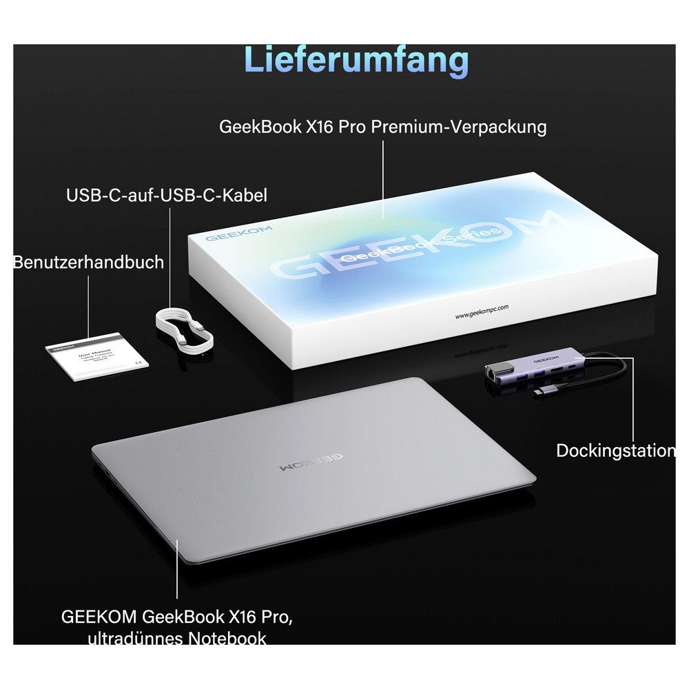 GEEKOM GEEKOM Notebook GBOOKX14PRONADPU5125U-16512-DE 35.6 cm (14 Zoll) 2.8K Notebook
