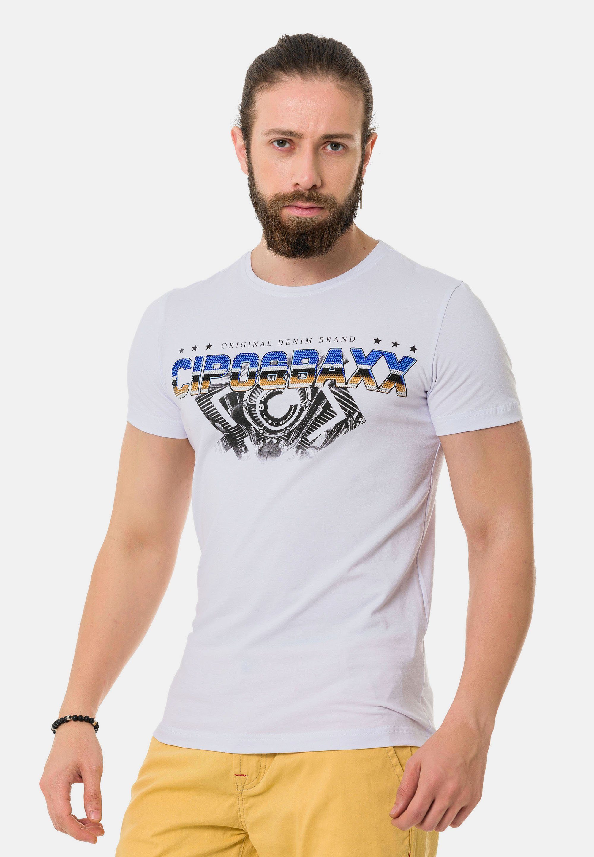 Marken-Schriftzug Cipo T-Shirt Baxx & mit trendigem weiß