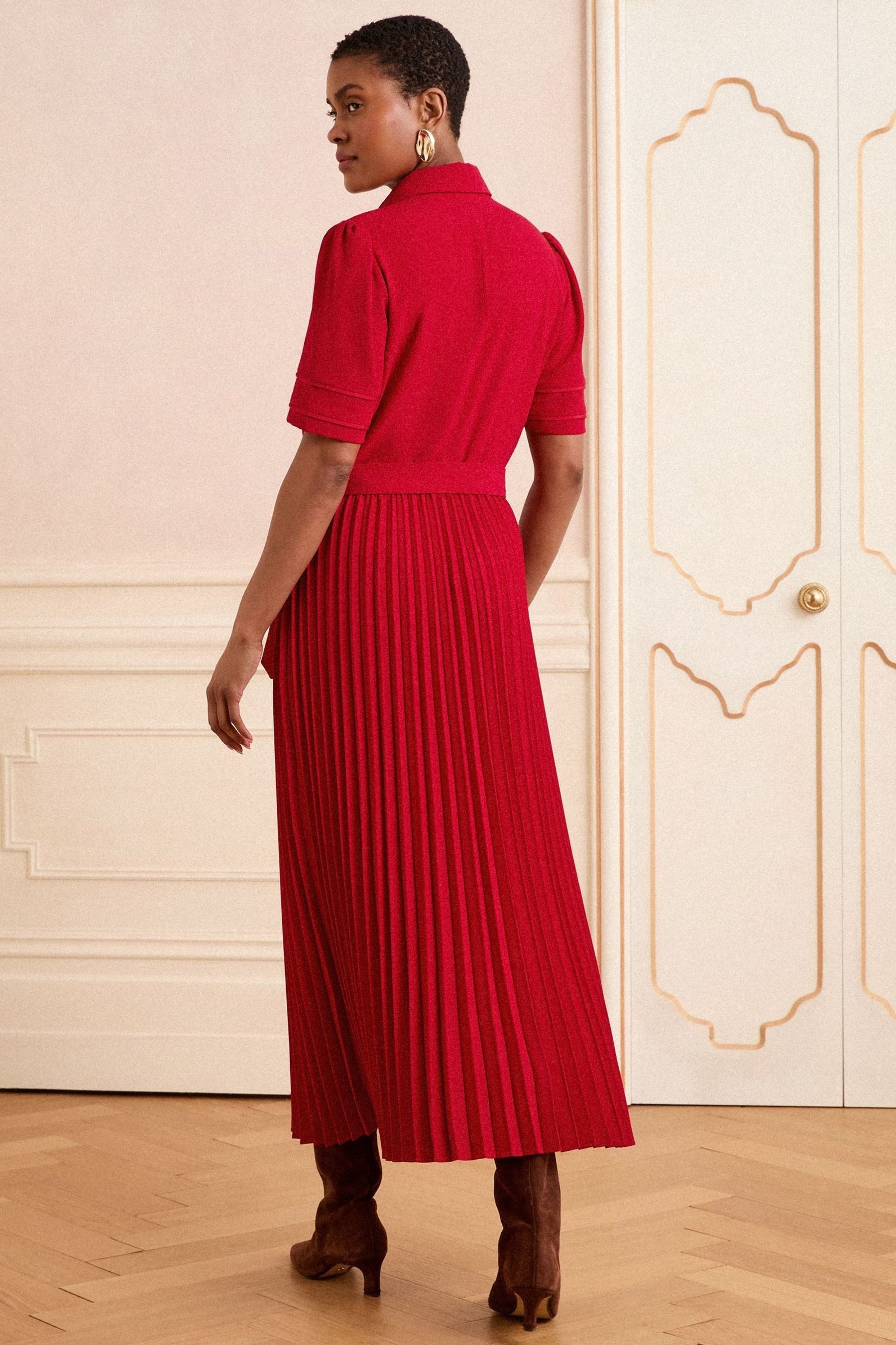 Love & Roses Midikleid Love & Roses Midi-Kleid aus Crêpe mit Gürtel (1-tlg) günstig online kaufen