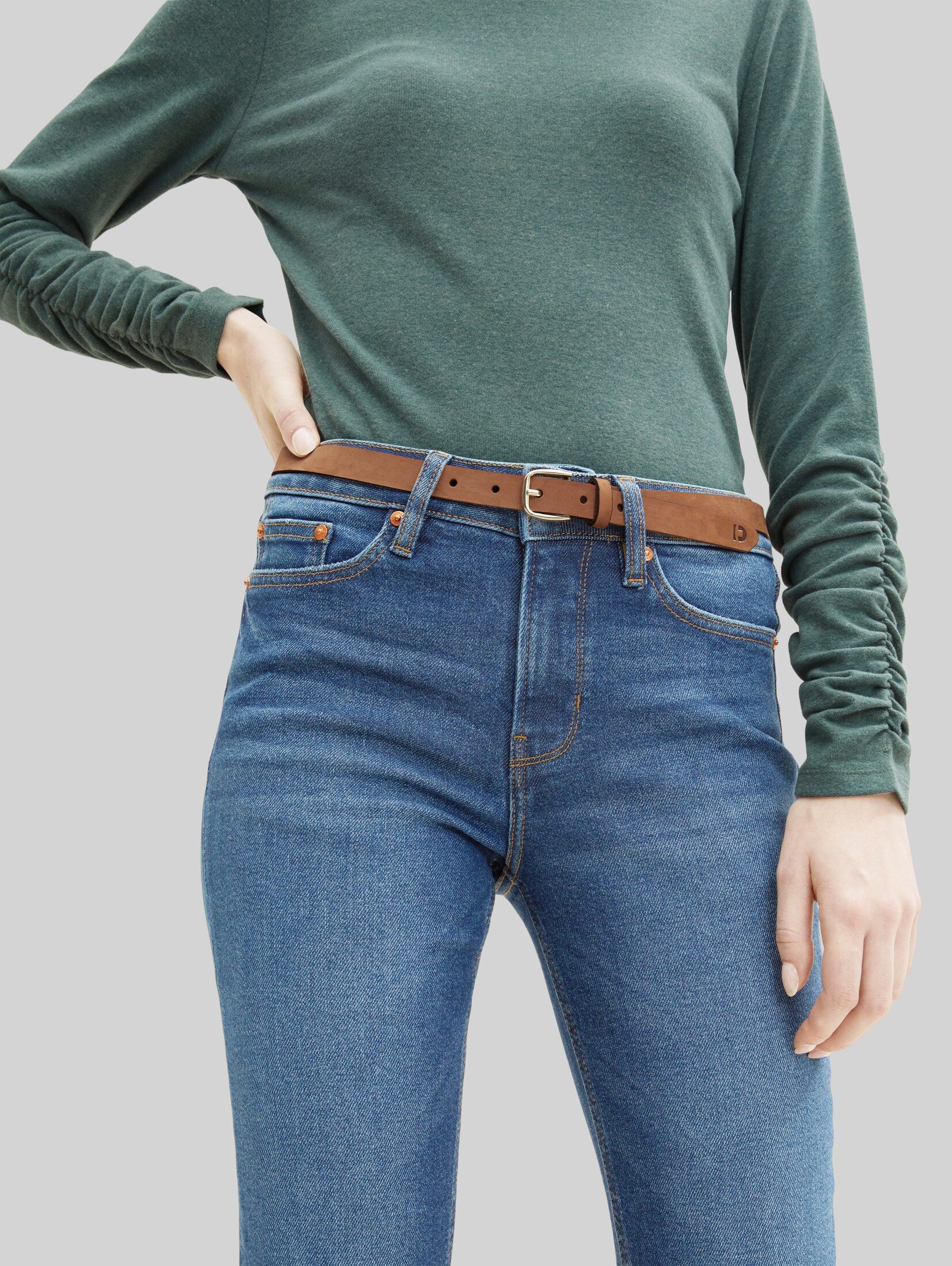 TOM TAILOR Denim Ledergürtel Belts TTMEGHAN schmaler Ledergürtel mit abgerundeter Dornschließe