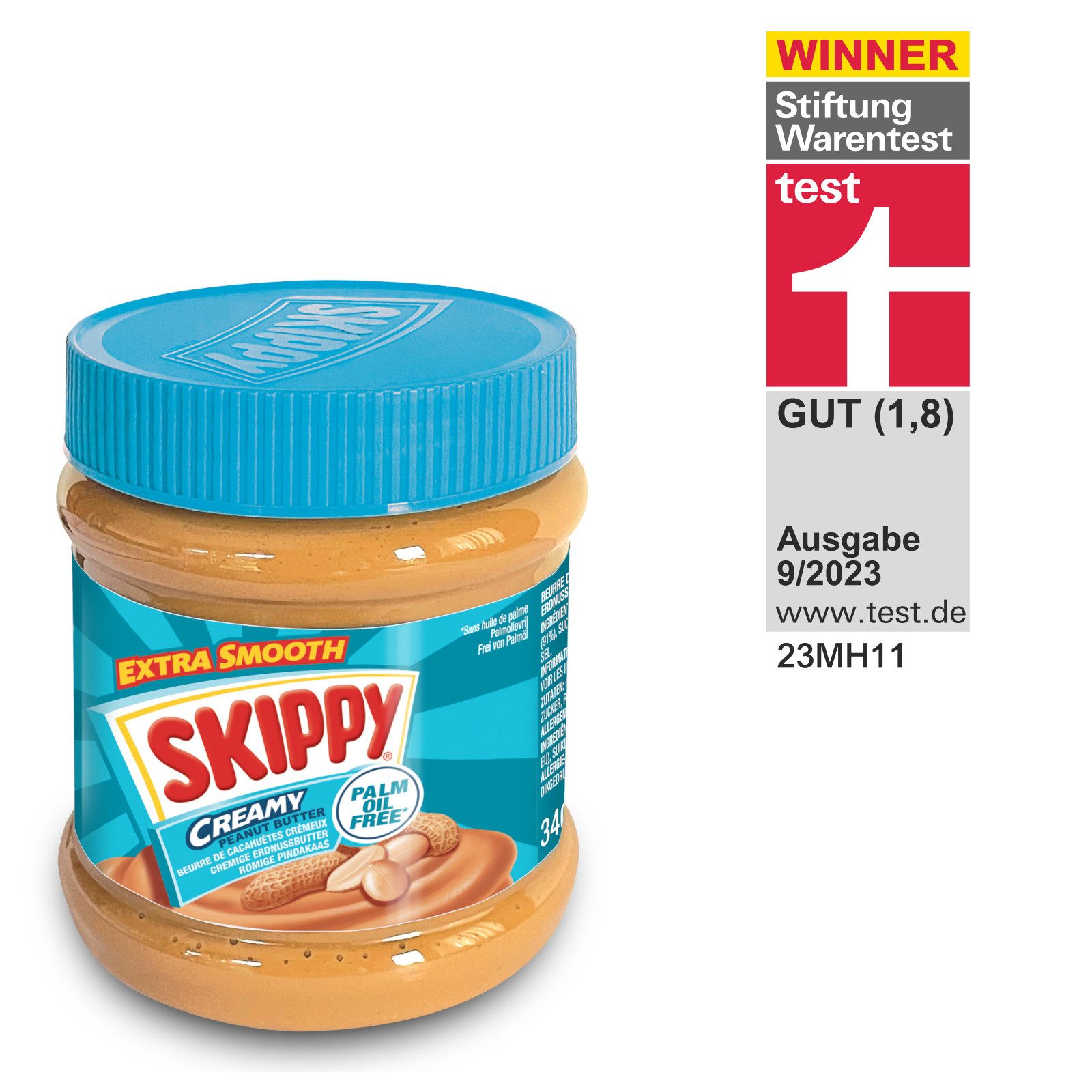 Skippy Nussaufstrich 3 x 340g Erdnussbutter "Creamy" Peanut Butter Extra Smooth, 3 x 340 g, (Packung), Ohne künstliche Aromen, Ohne künstliche Farbsoffe