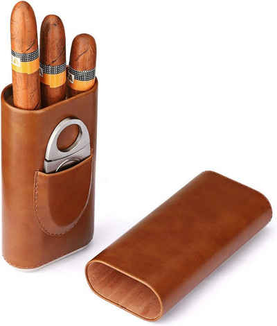 ZanMax Humidor Premium-Leder-3-Finger-Zigarren-Humidor mit Zedernholzauskleidung