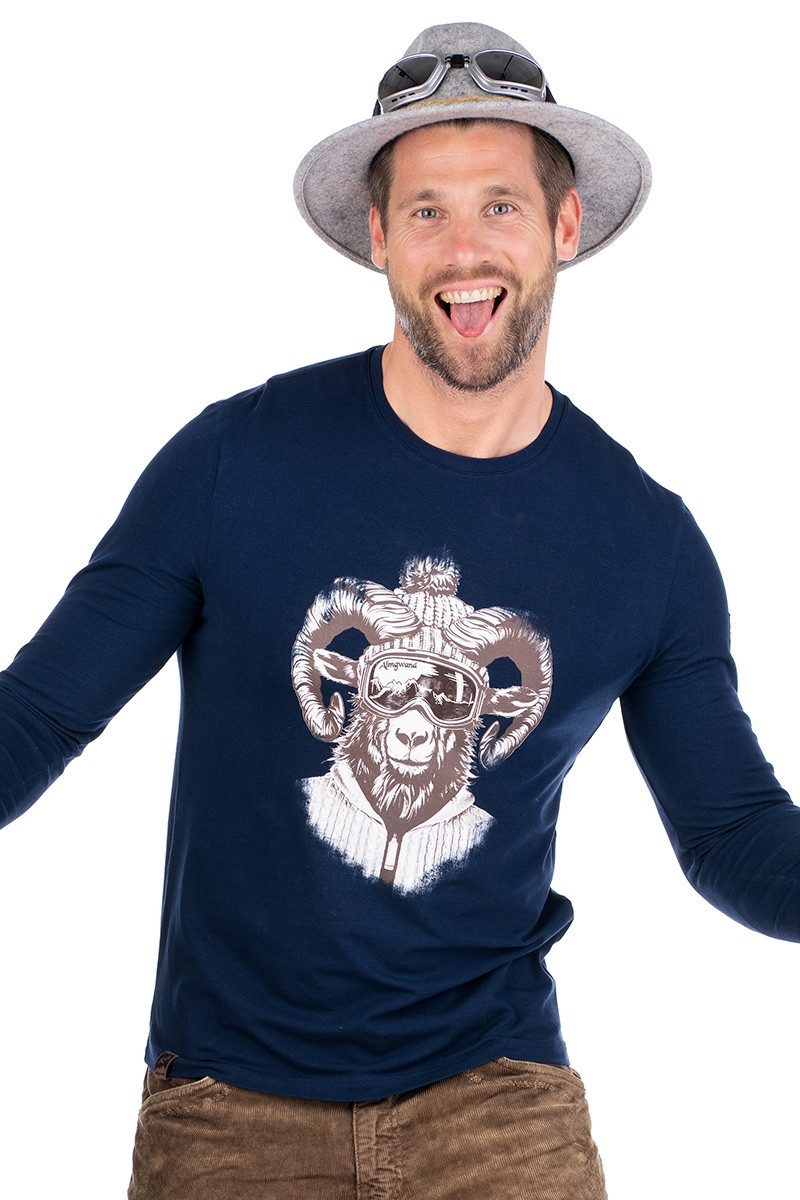 Trachtenshirt Longsleeve Herren - ADAMALM - dunkelblau