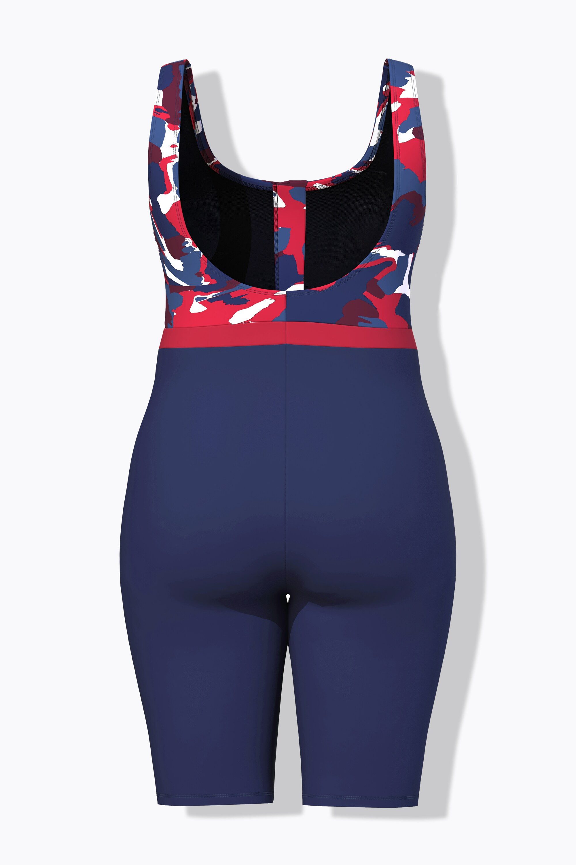 Ulla Popken Badeanzug Badeanzug langes Bein ohne Softcups Zipper