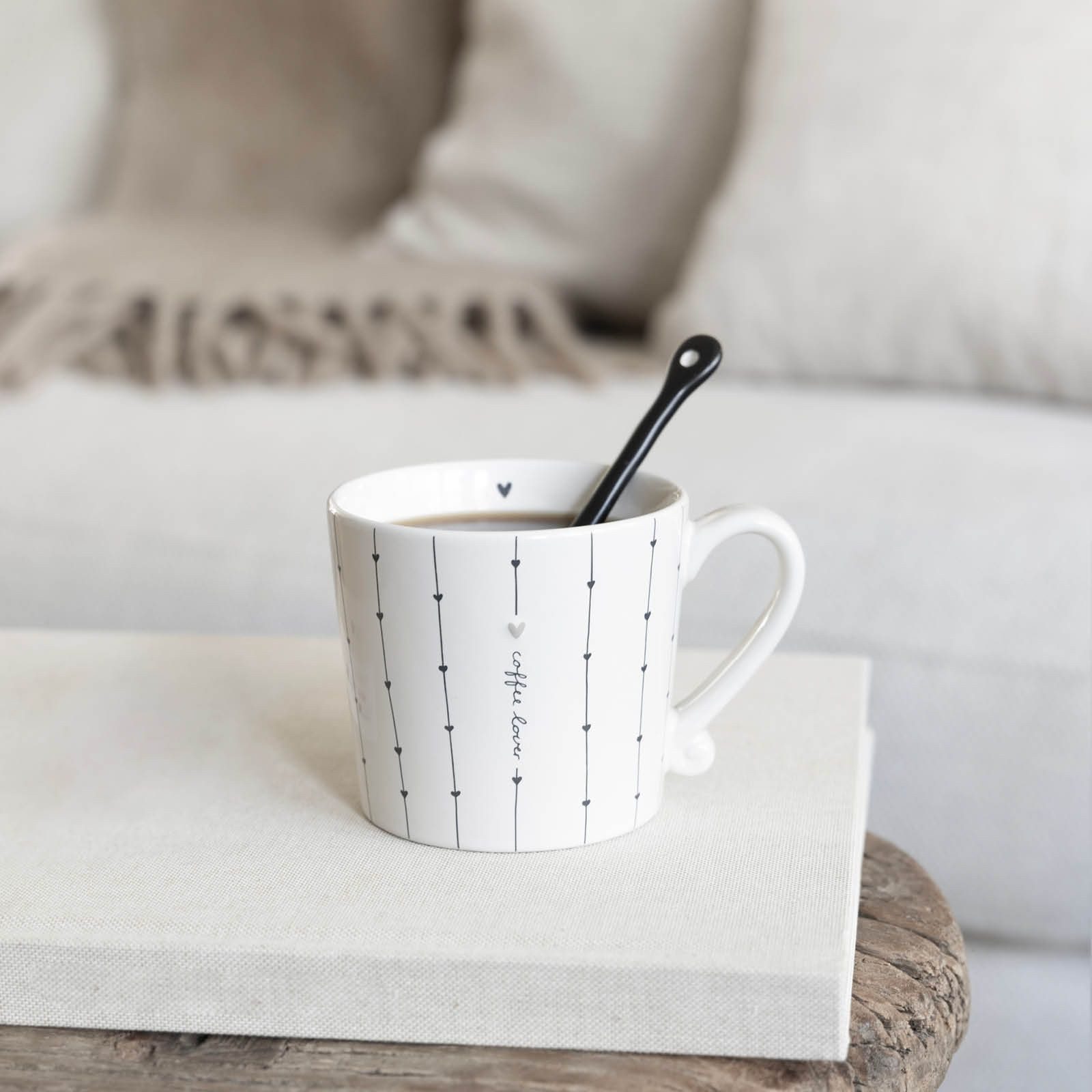Bastion Collections Kaffeelöffel weiß mit Herz – Keramik Teelöffel 14cm – Herzform, Herzform
