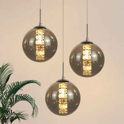 ZMH Pendelleuchte »LED Pendellampe Höhenverstellbar Kronleuchter Hängeleuchte aus Glas Küchen Wohnzimmerlampe«, 3-Flammig
