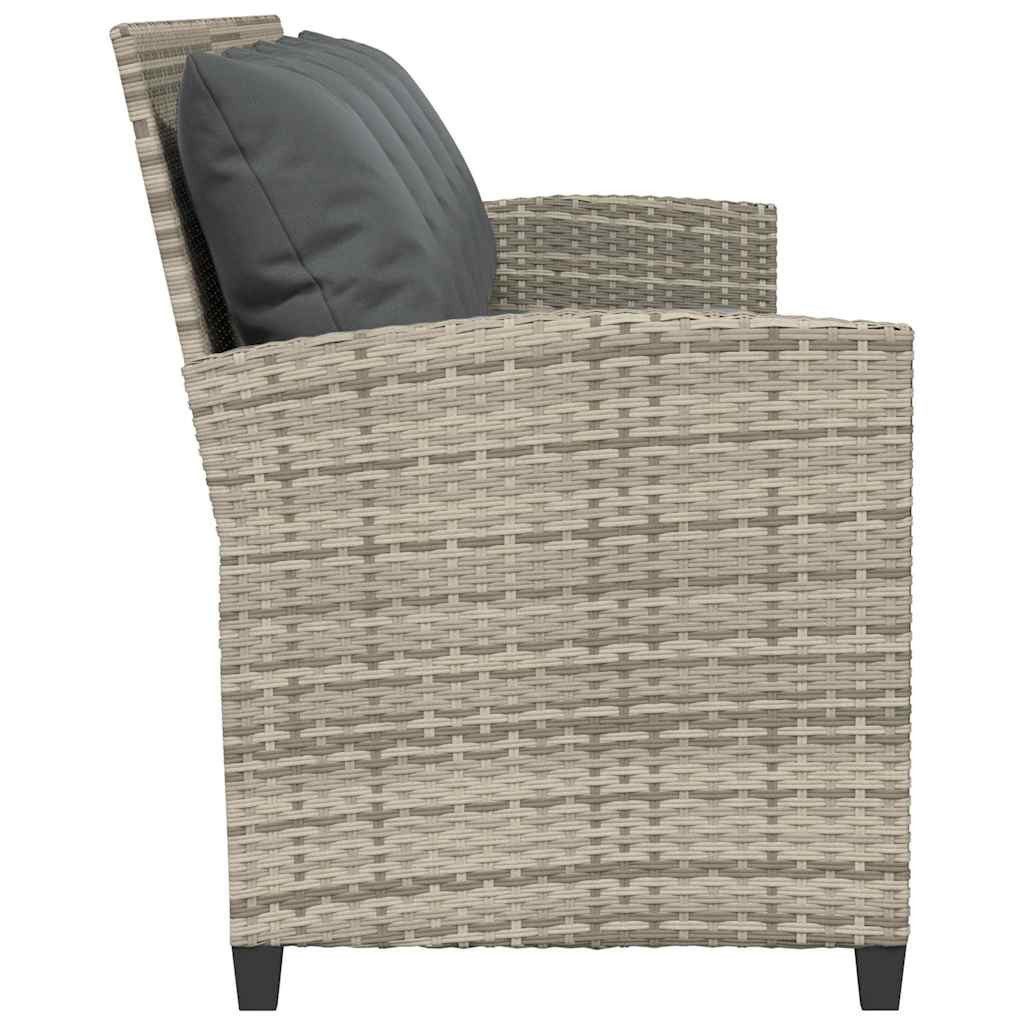 vidaXL Gartenlounge-Set Gartensofa 5-Sitzer mit Kissen Hellgrau Poly Rattan, (1-tlg) – Bild 5 von 5