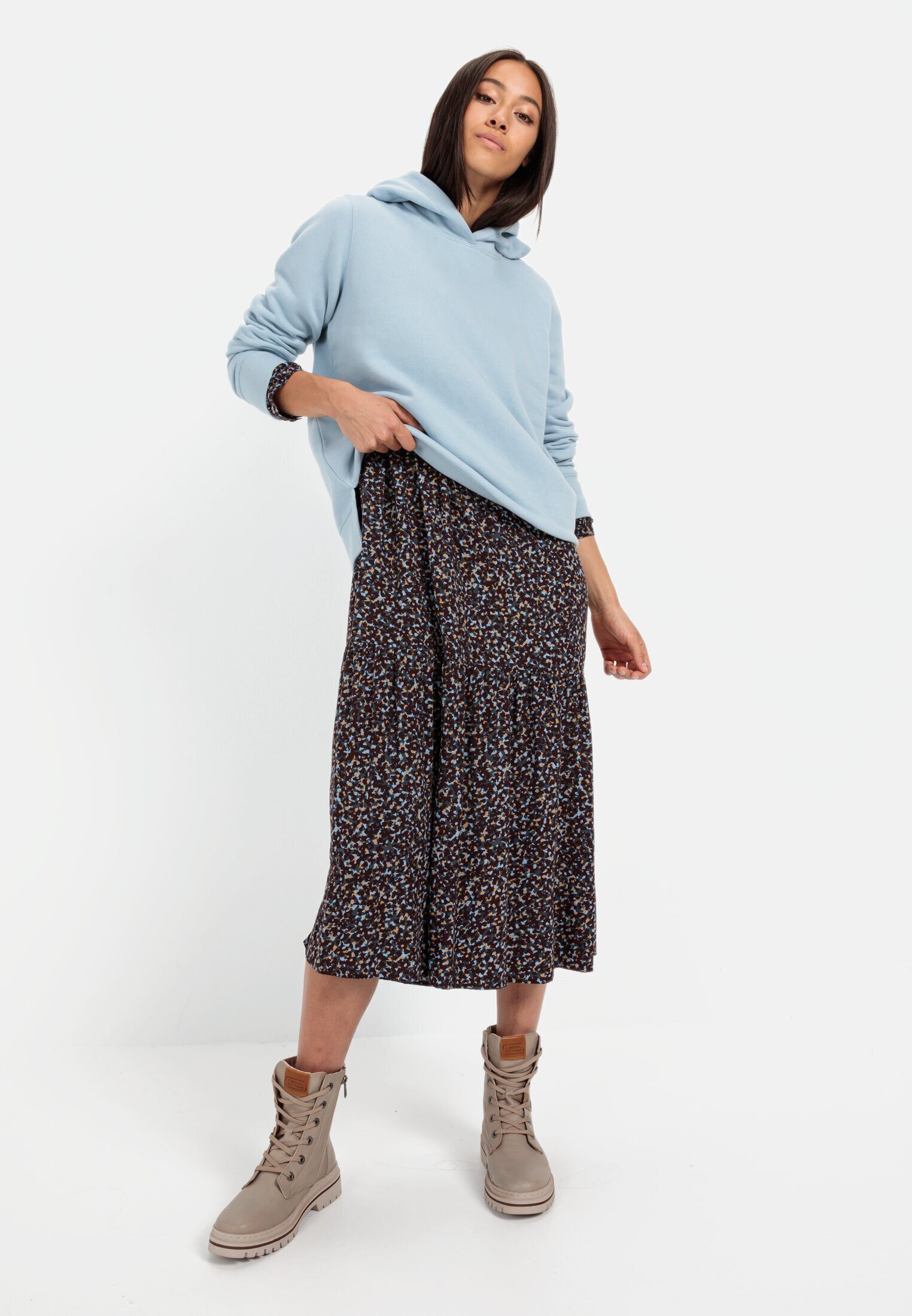 camel active Blusenkleid mit langen Ärmeln Langarm Stehkragen (1-tlg)