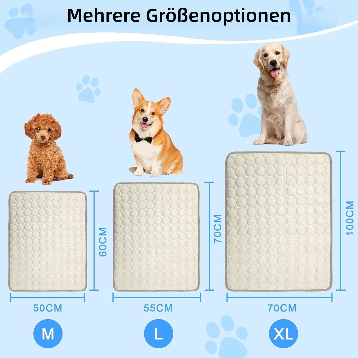 FOUORTUNATE-BEE Hundematte Kühlmatte für Haustiere, selbstkühlend für Hund & Katze, Sommer Kühlmatte für Tiere, für Auto & Outdoor geeignet