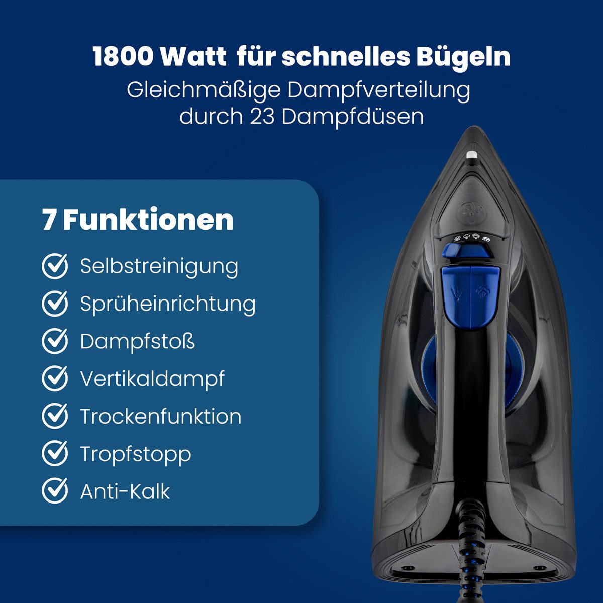CLATRONIC Dampfbügeleisen DB 3703, 1800 Watt, Edelstahlspezialsohle