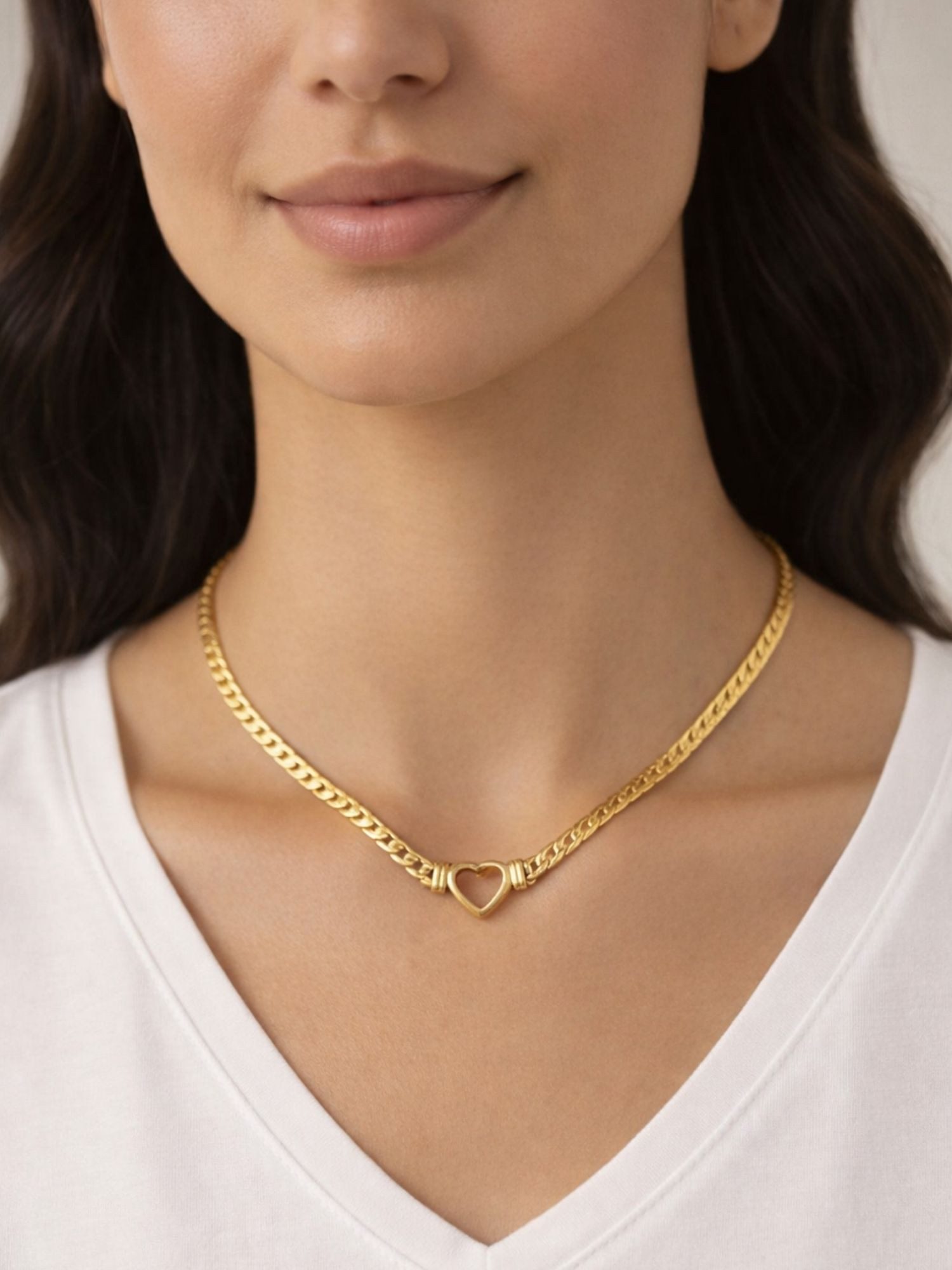 BS Schmuckdesign Herzkette Halskette Damen Panzerkette Herzanhänger 18K vergoldet (inkl. Geschenkbox), 18K vergoldet, hypoallergen & wasserfest – Bild 2 von 5