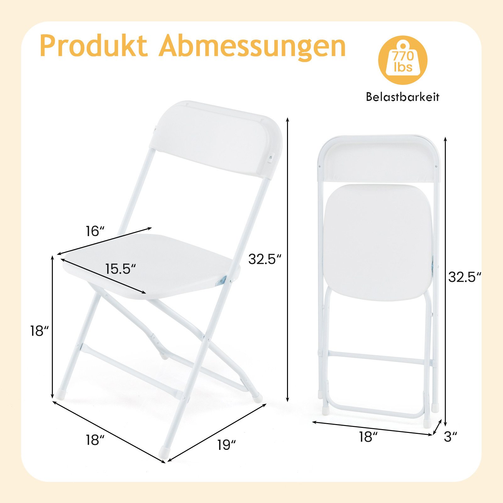 KOMFOTTEU Klappstuhl (4er Set), aus Metall günstig online kaufen