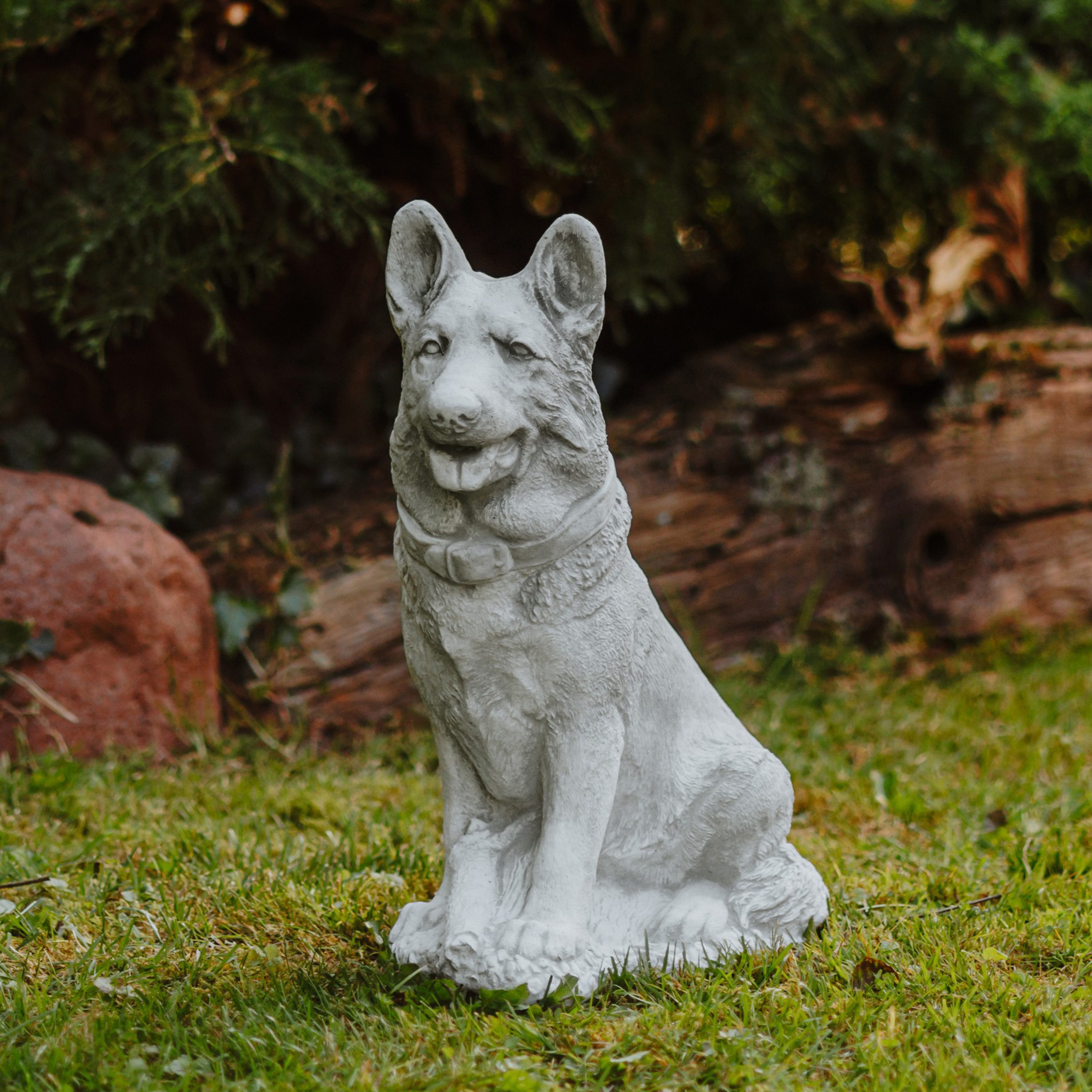 gartendekoparadies.de Gartenfigur Deutscher Schäferhund, Steinfigur, H. 42 cm, 17 kg, Frostsicher