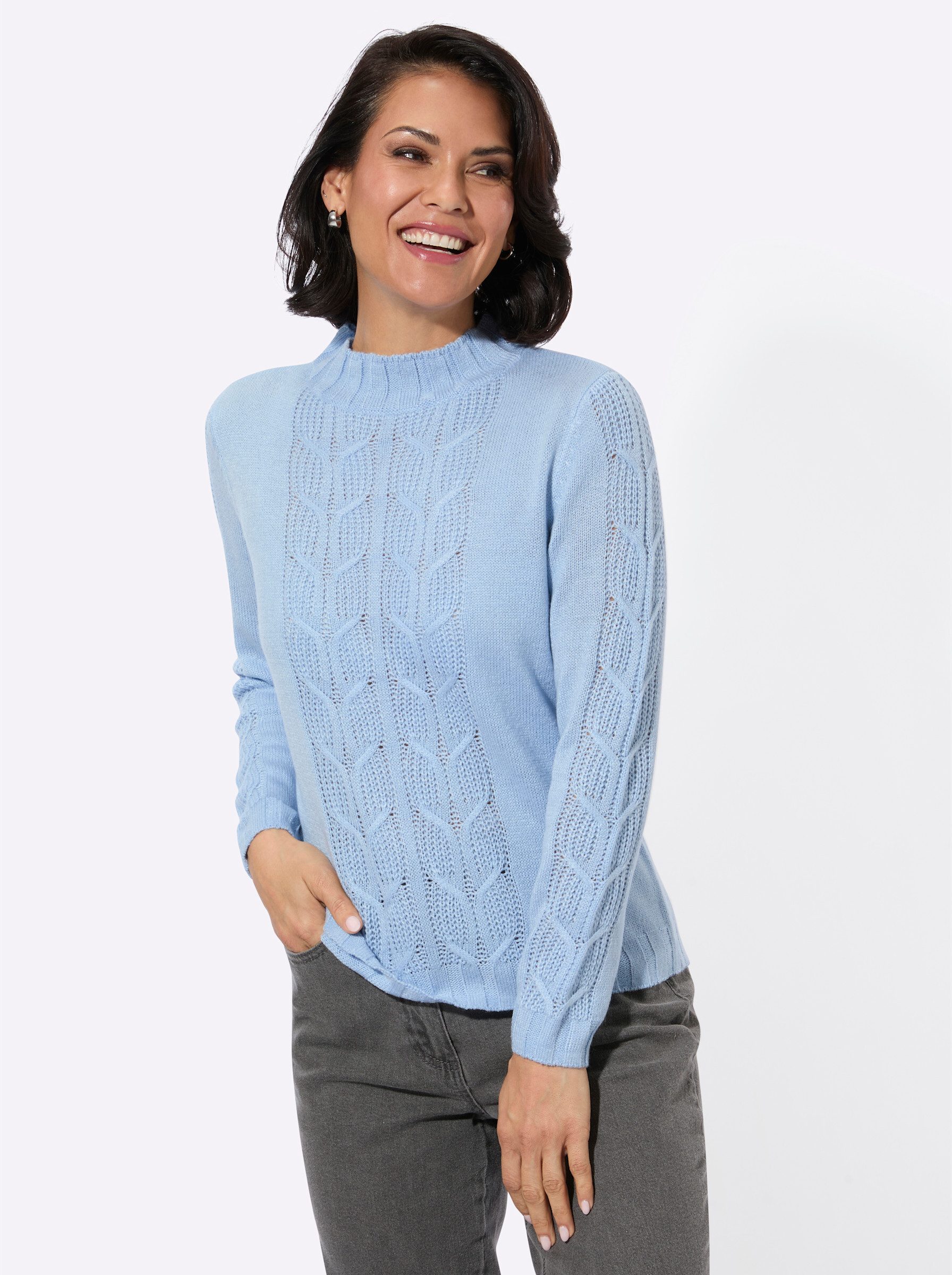 Strickpullover Stehkragen-Pullover Langarm