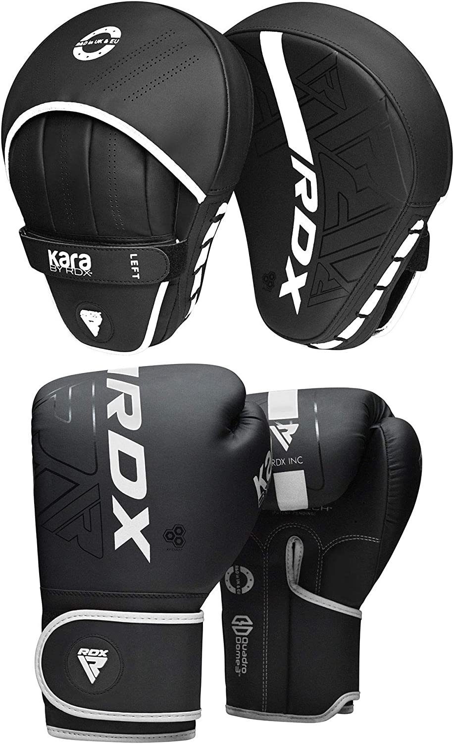 RDX Sports Boxhandschuhe RDX Boxing Handschuhe Pads Focus Training Mitts MMA Punching Thai WHITE Muay