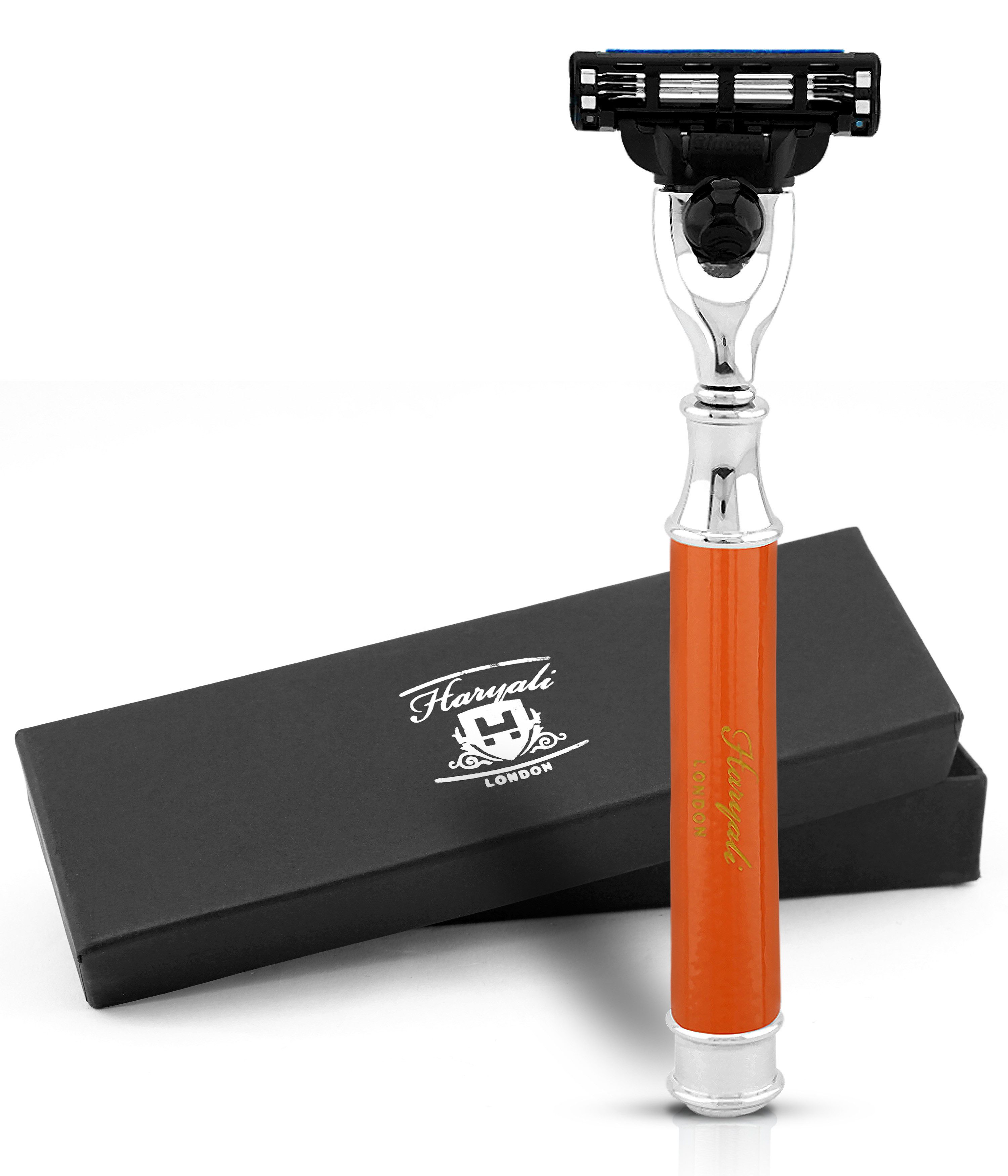 Nassrasierer 3-Klingen-Rasierer für Unisex, Smart Grip, Gesichtsrasierer orange