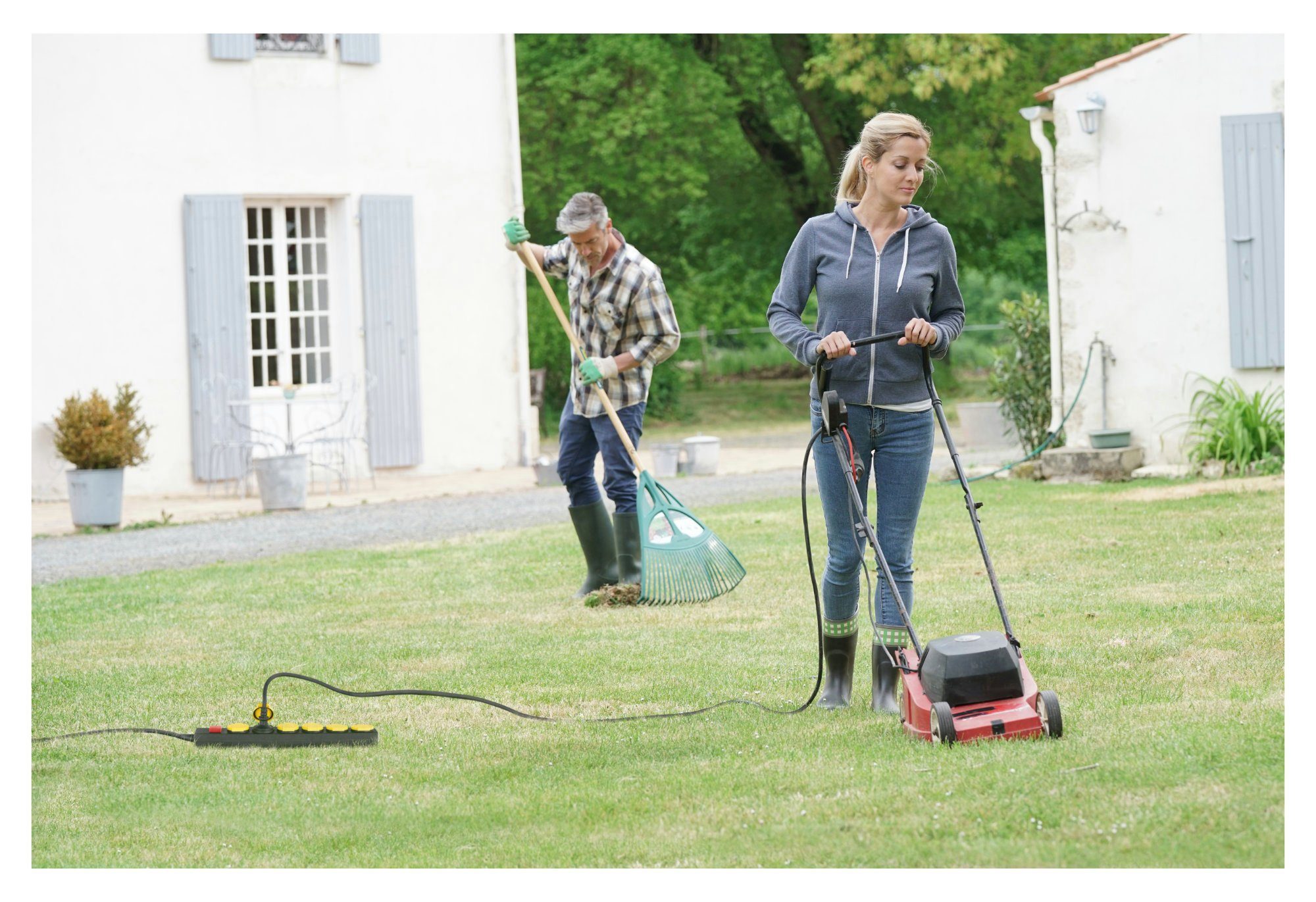 Garten-Steckdosen (Fremdkörper- mit IP44, spritzwassergeschützt, Ausschalter) Klappendeckel, m), Kabellänge staub- Steckdosenleiste 6-fach und (Ein- spritzwassergeschützt Schutzklasse Stagecaptain / 1,5 und 6-fach