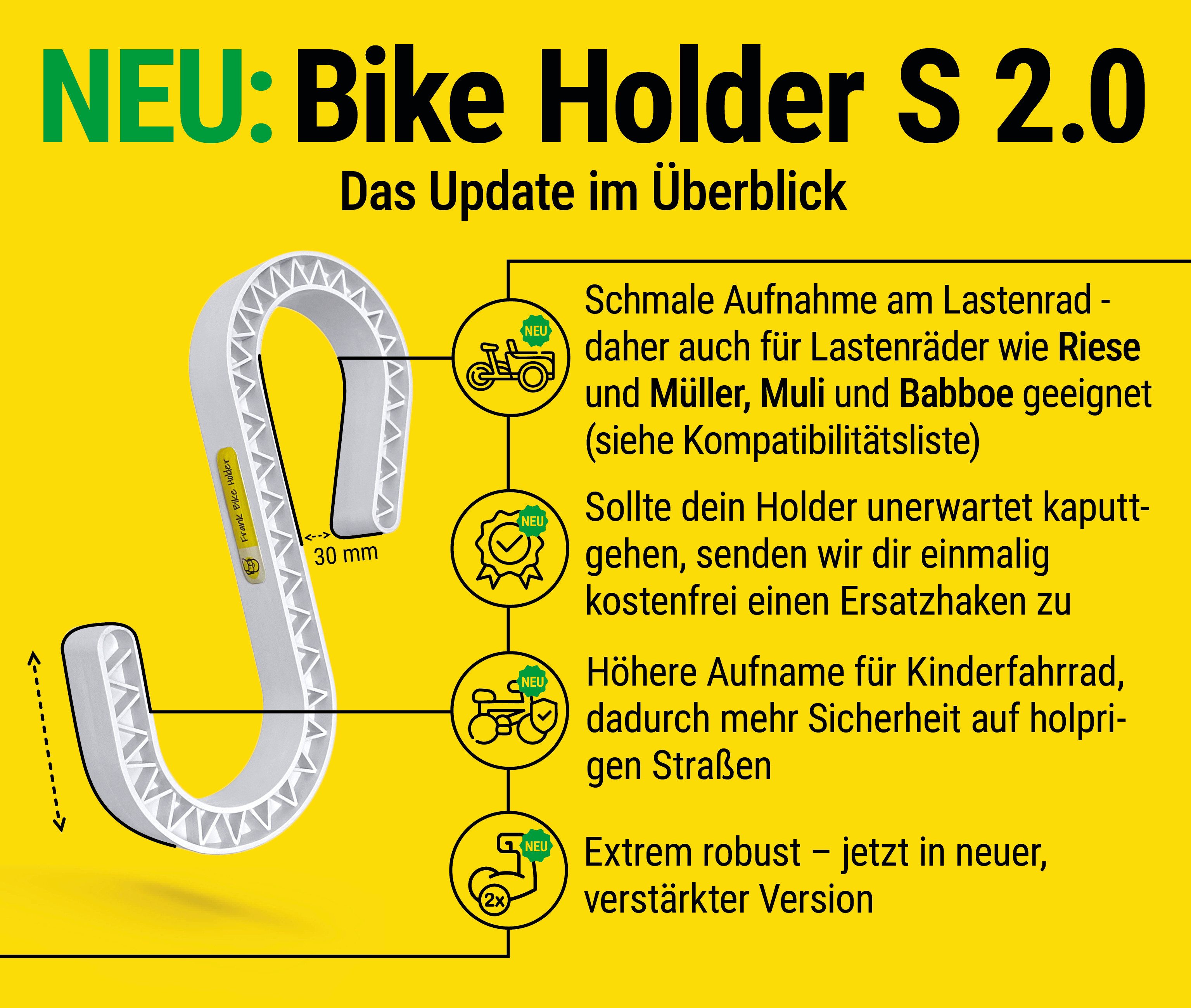 Frank Paperman bicycle cargo trailer, child bicycle holder, cargo bike transport hook for Babboe, Bakfiets, Muli, cargo bike balance bike holder