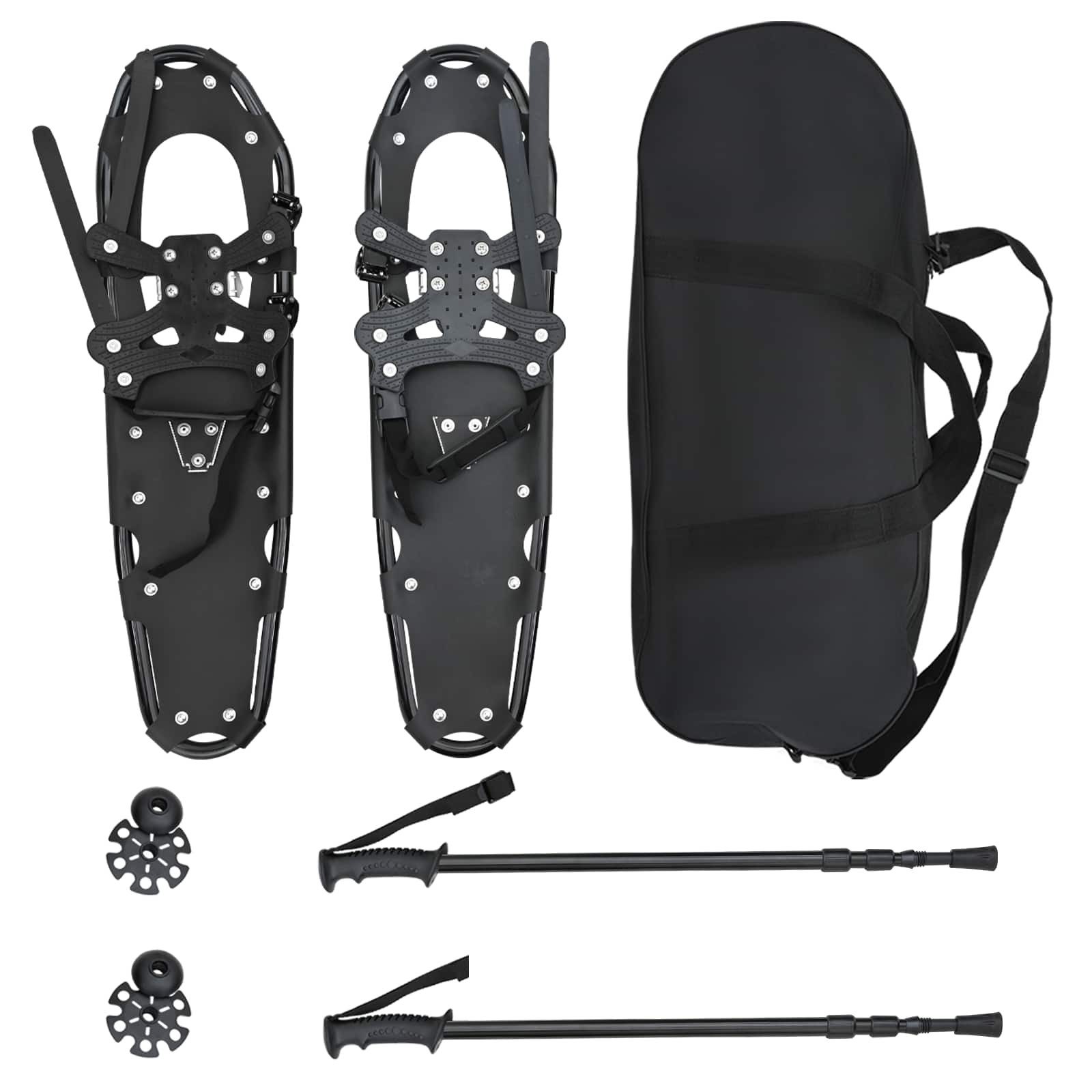 vidaXL Schneeschuhe 3 in 1 Schneeschuhe mit Wanderstöcken Schwarz 78,5 x 22 cm (1-tlg)