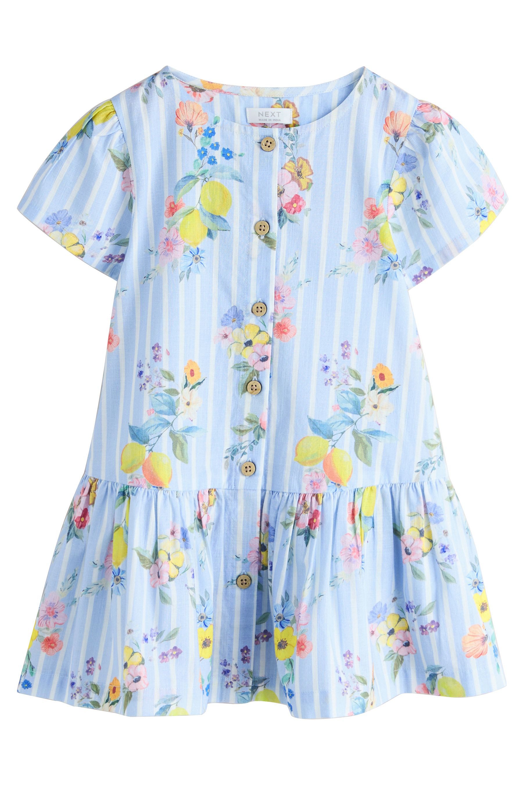 Blusenkleid Kurzärmeliges Baumwollkleid