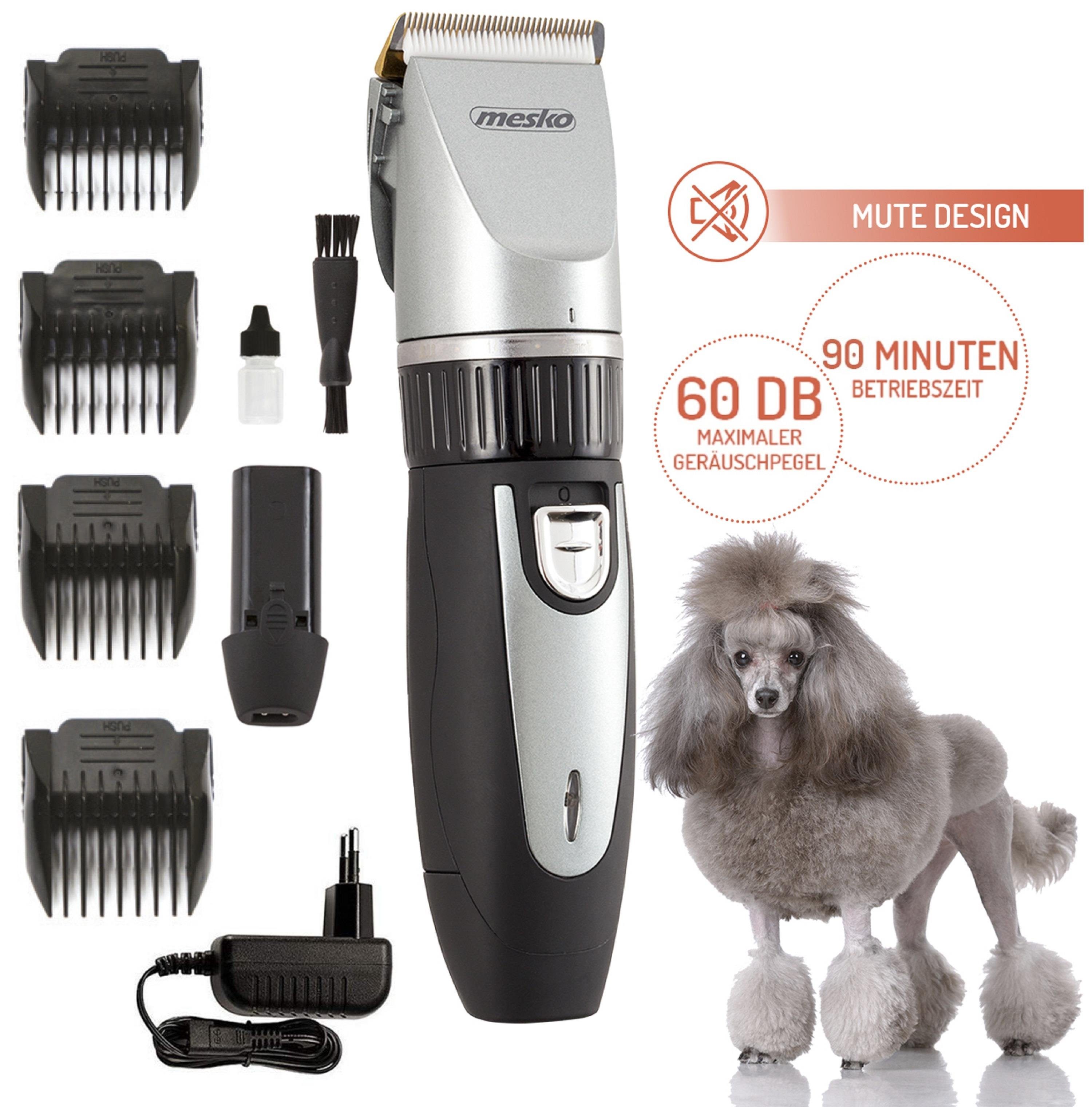 Mesko Hundeschermaschine MS-2826, Akku-/oder Netzbetrieb möglich, Keramikscherblatt, 2 x Akku
