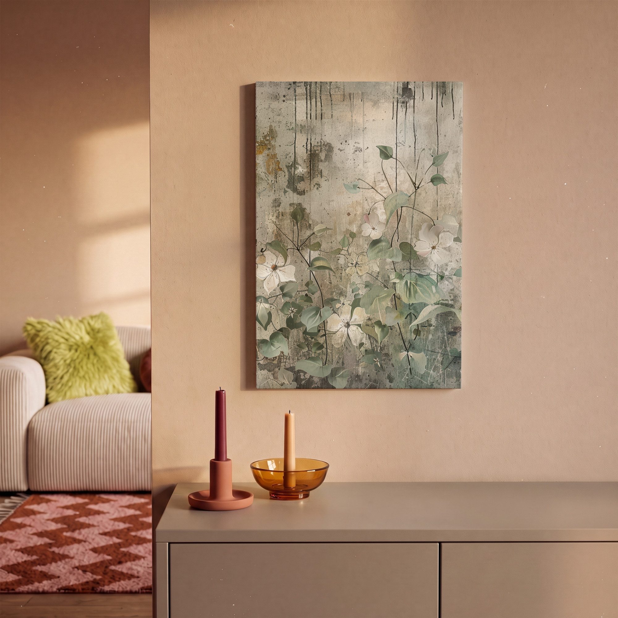 OneMillionCanvasses® Leinwandbild Blumen - Blätter - Abstrakt - Modern, Fotodruck (1 St), Leinwand Bilder Klein, Wand Dekoration Aesthetic 30x20 cm – Bild 2 von 5