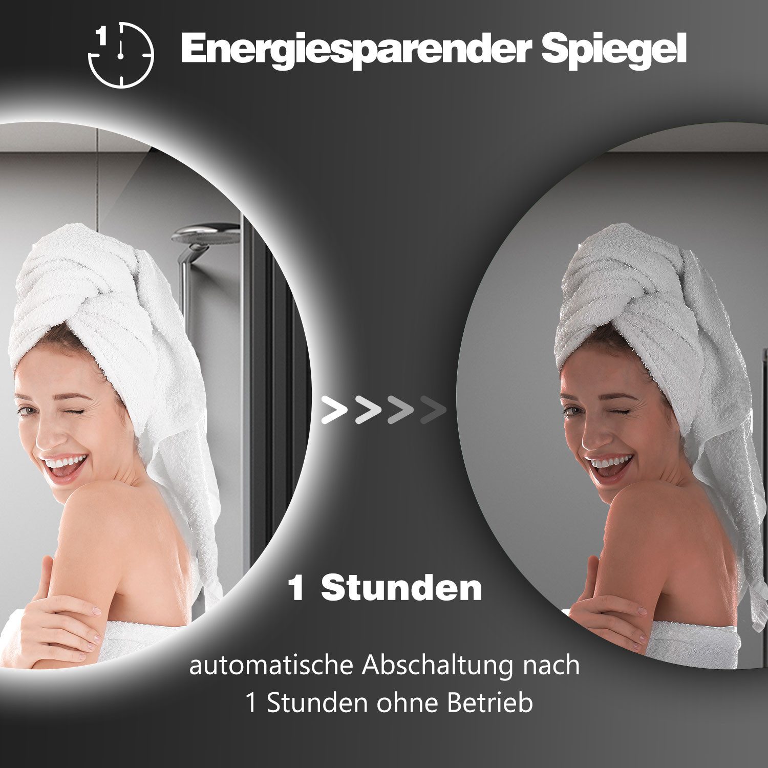 duschspa Badspiegel 80-160cm Kalt/Warm/Neutralweiß, Uhr, Beschlagfrei, 3x Makeup-spiegel