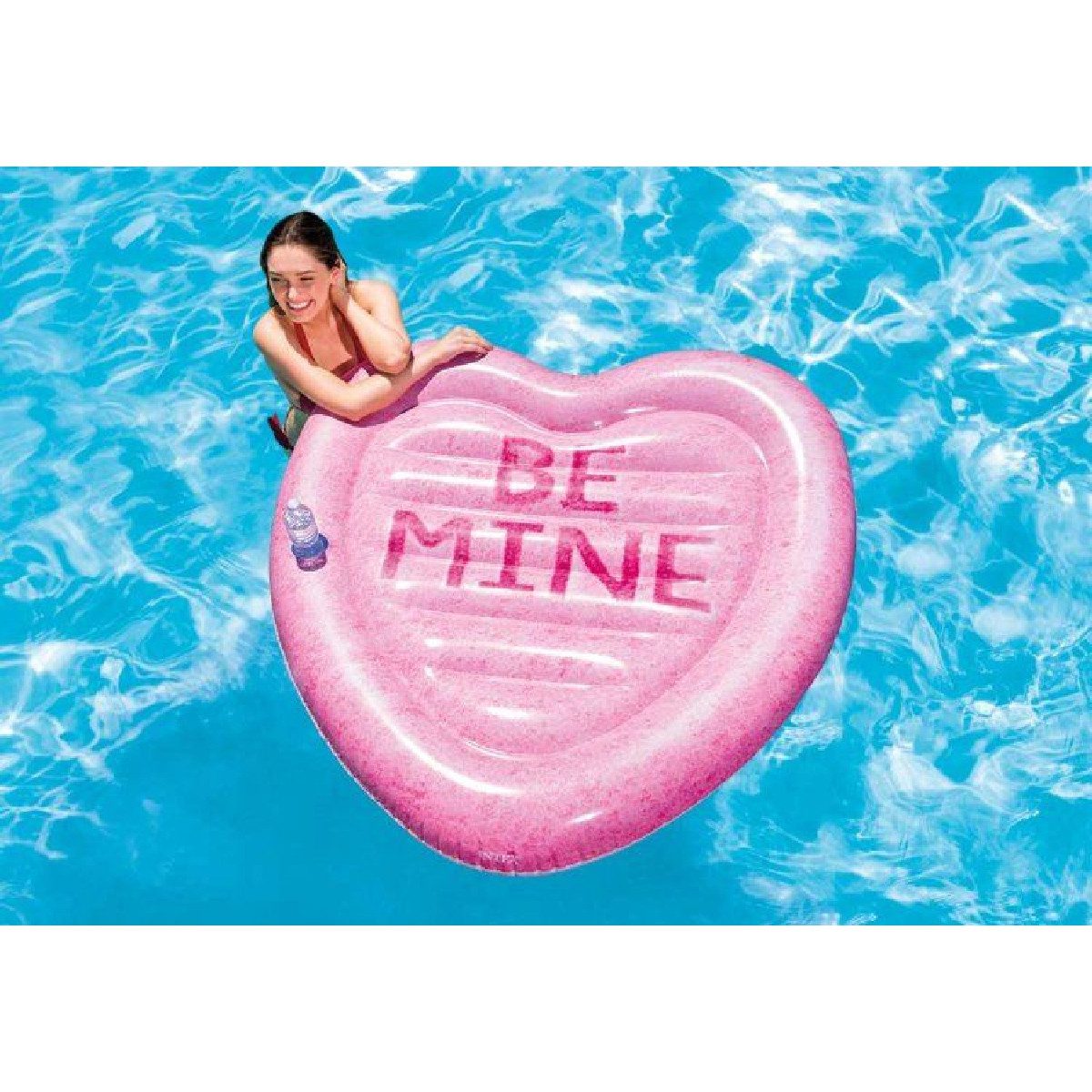 Intex Luftmatratze Candy Heart Island (145x142cm), mit Getränkehalter