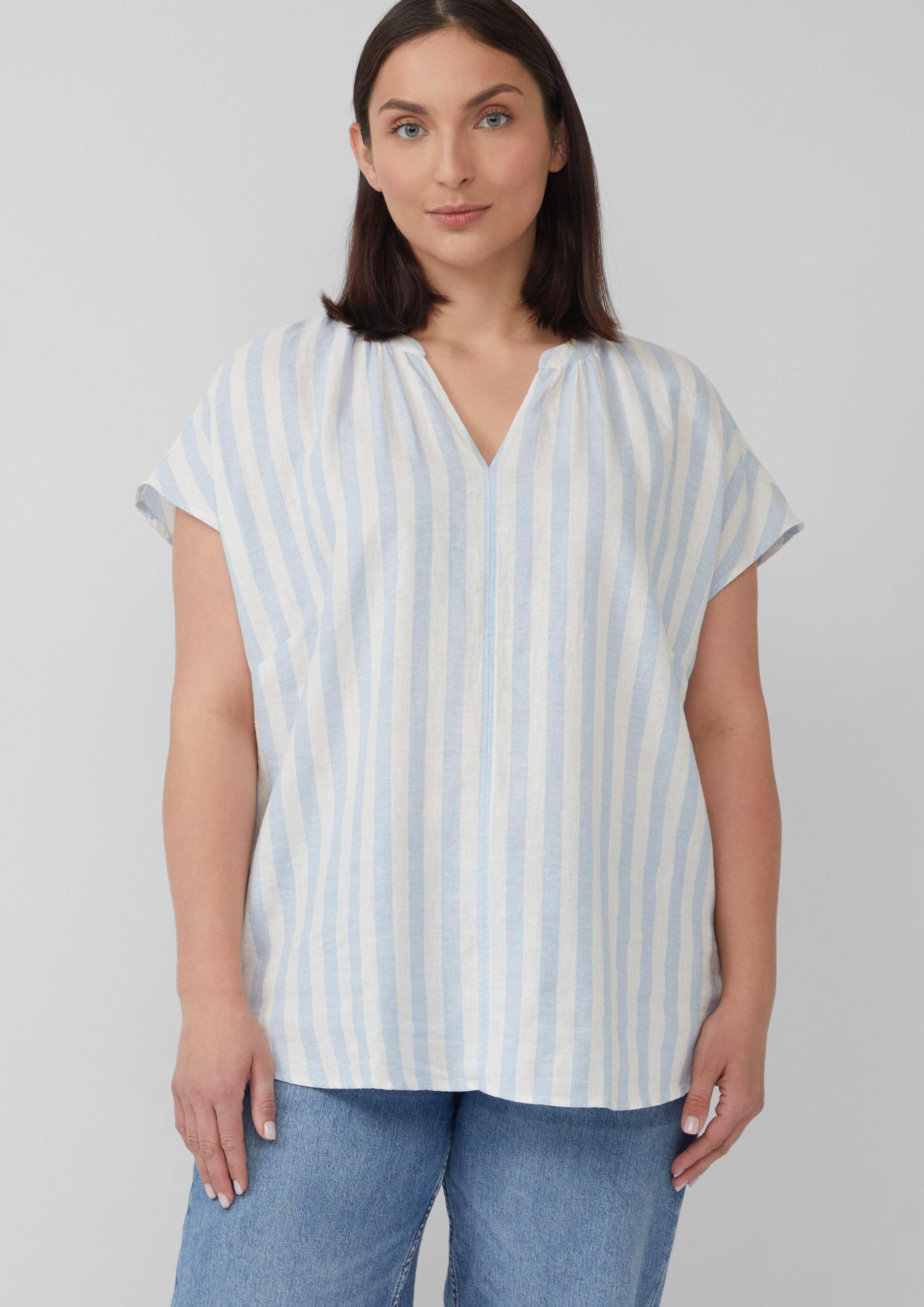 s.Oliver Kurzarmbluse Bluse Ärmellose Bluse aus Leinenmix im Relaxed Fit