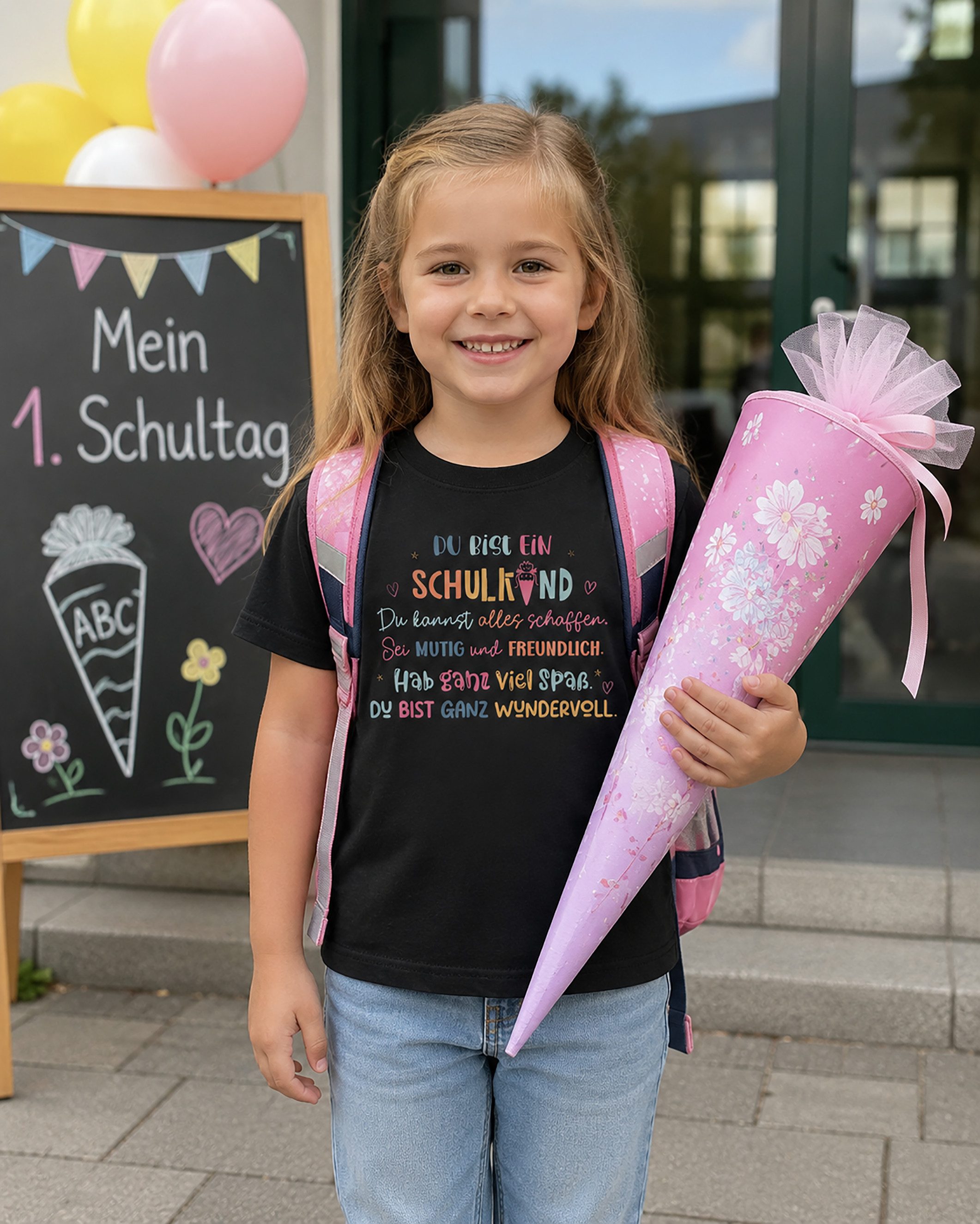 MyDesign24 T-Shirt Kinder Einschulungs T-Shirt 2026 Du bist ein Schulkind rot kurzarm Regular Fit print Shirt i781